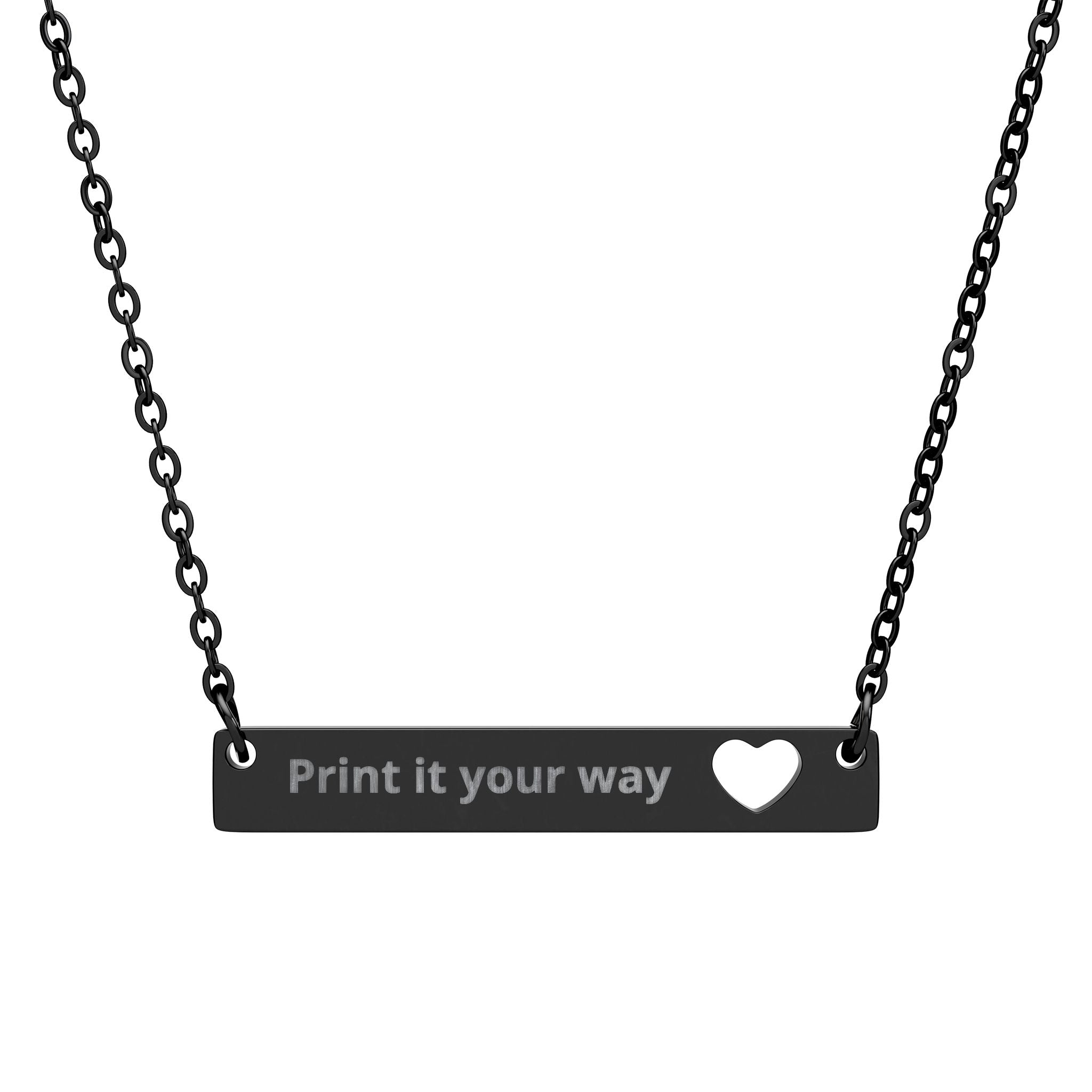 Engravable Cutout Heart Bar Necklace – Personalized Name & Message Pendant