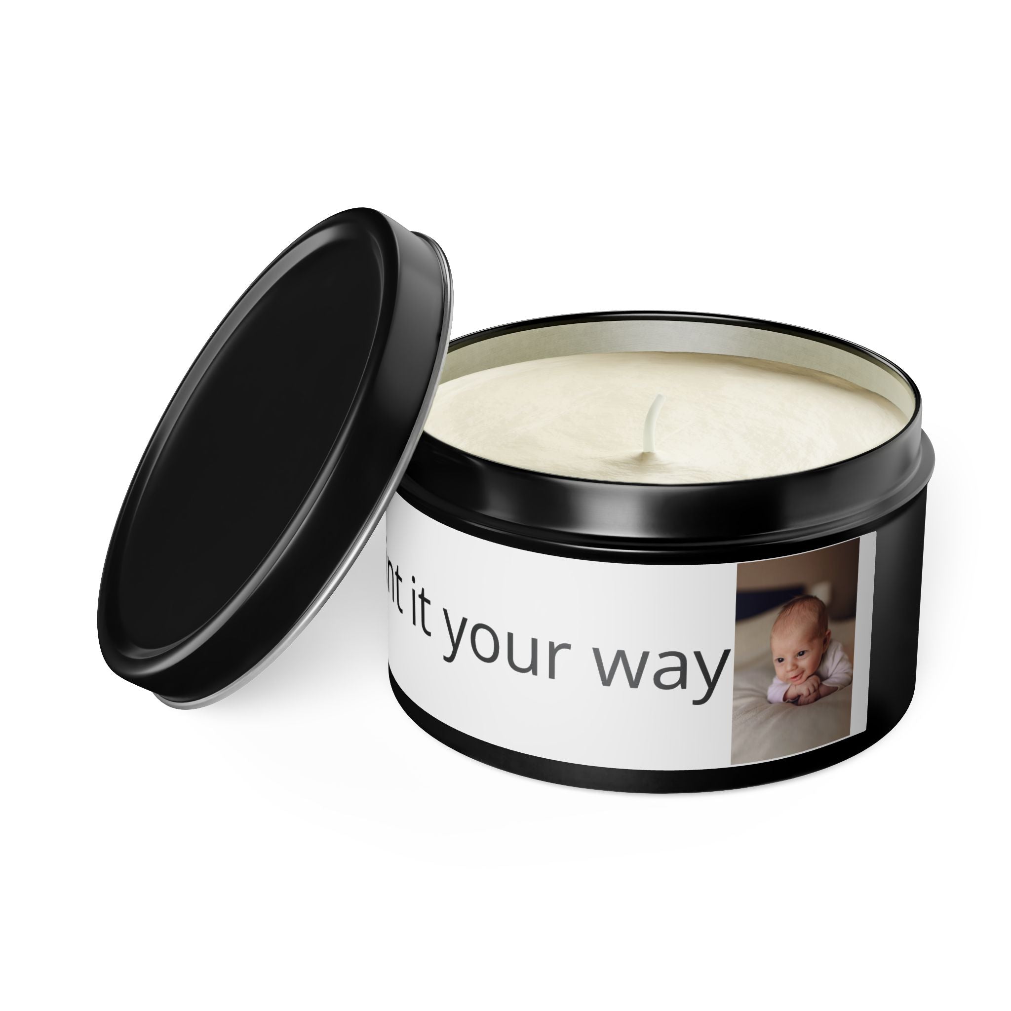 Personalized Tin Candle — Custom Photo & Text Scented Candle Gift