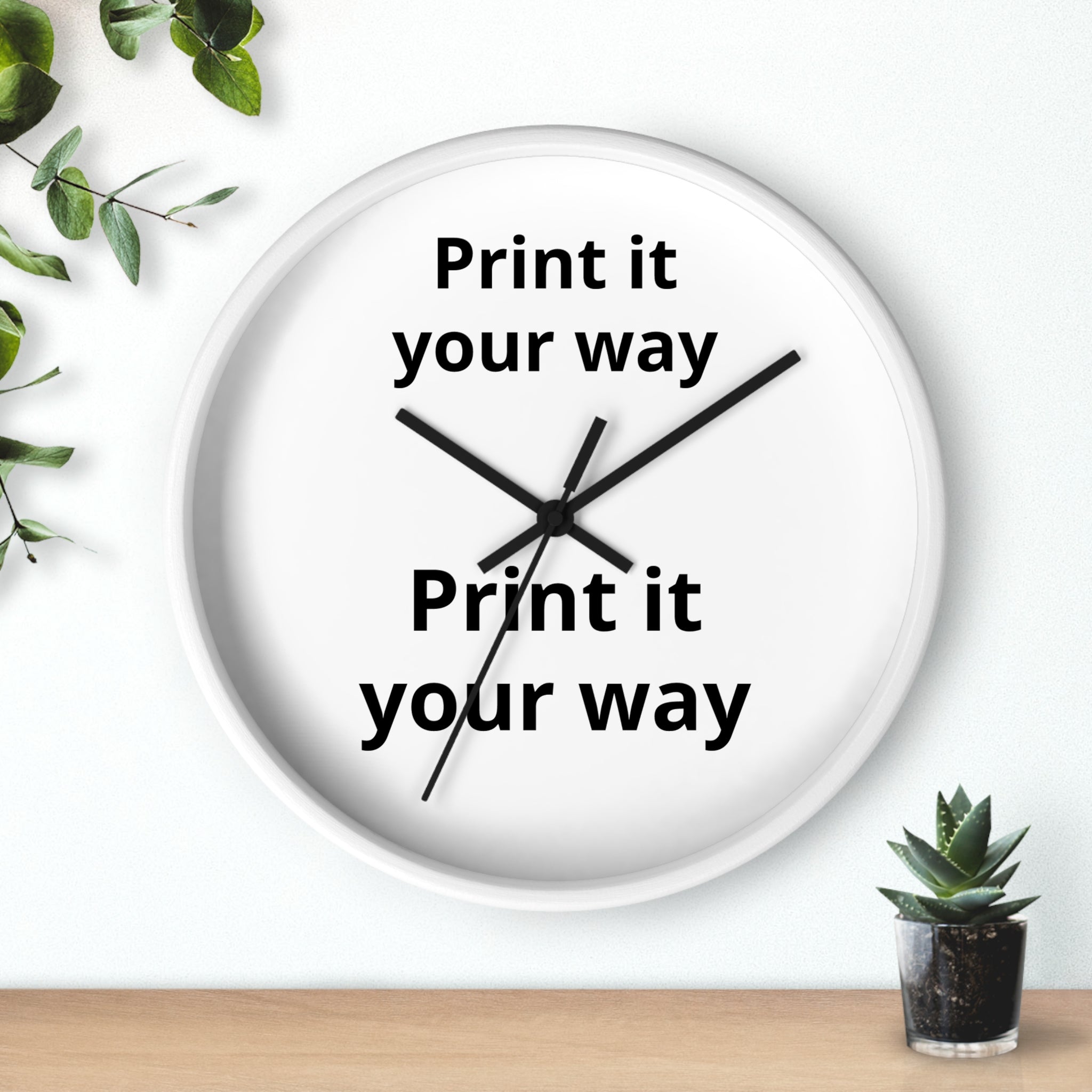 Minimalist "Print It Your Way" Wall Clock — Modern Monochrome Home Decor