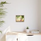 Framed Matte Canvas Photo Print — Autumn Child Playing in Leaves