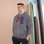 Patriotic LOVE Hoodie — USA Flag Letters & "You Won My Heart" Tic‑Tac‑Toe Back