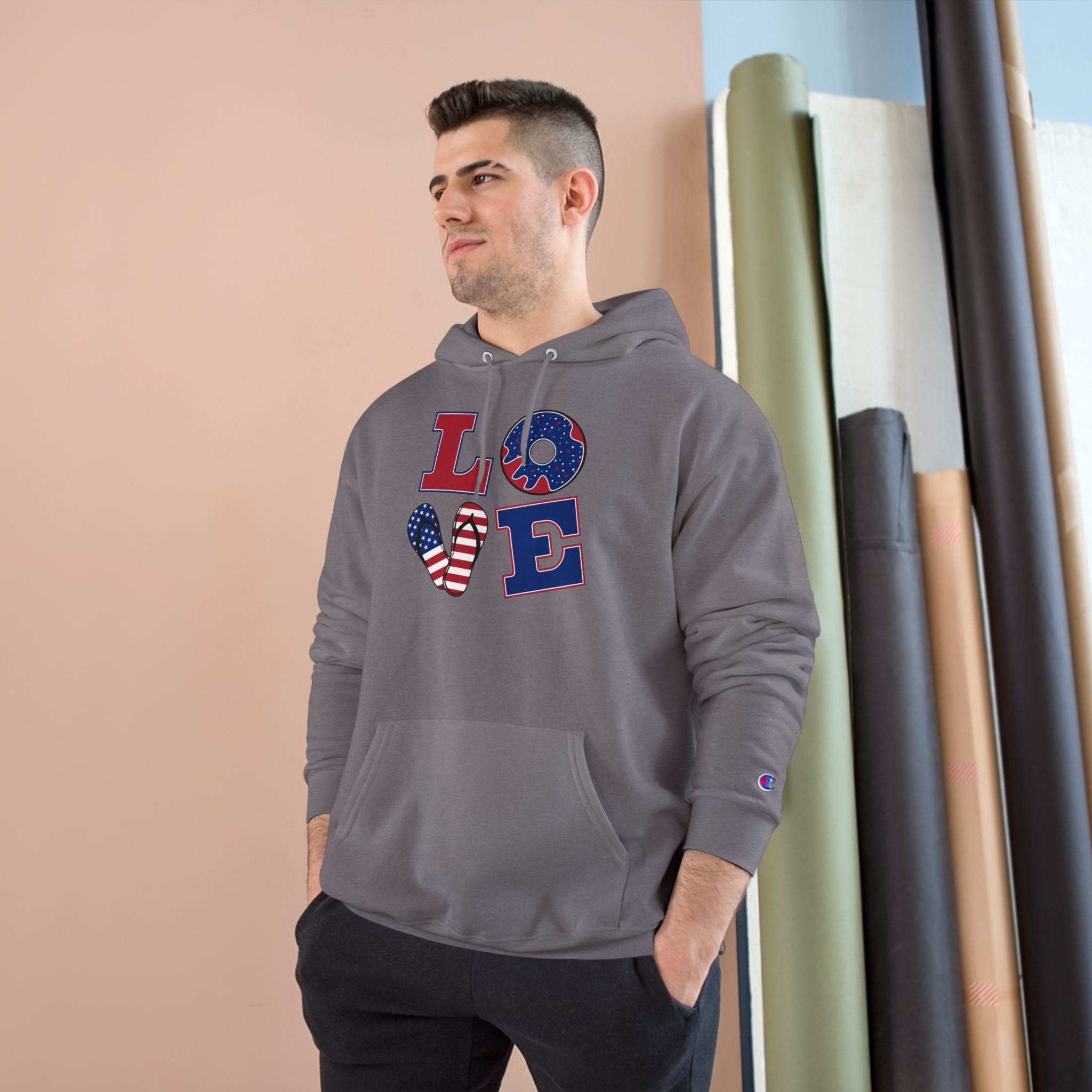 Patriotic LOVE Hoodie — USA Flag Letters & "You Won My Heart" Tic‑Tac‑Toe Back