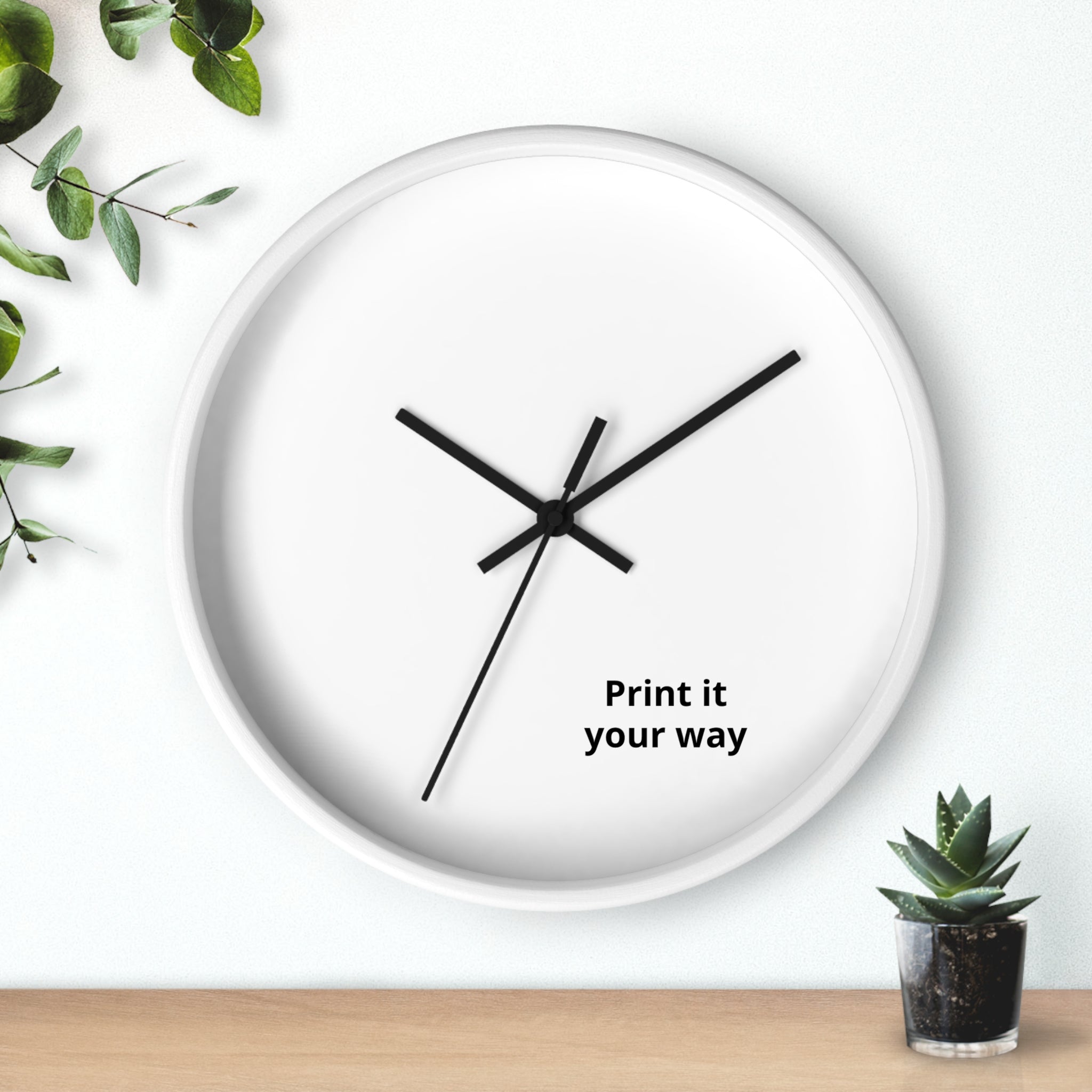 Minimal Custom Wall Clock — 'Print It Your Way' Modern White Face
