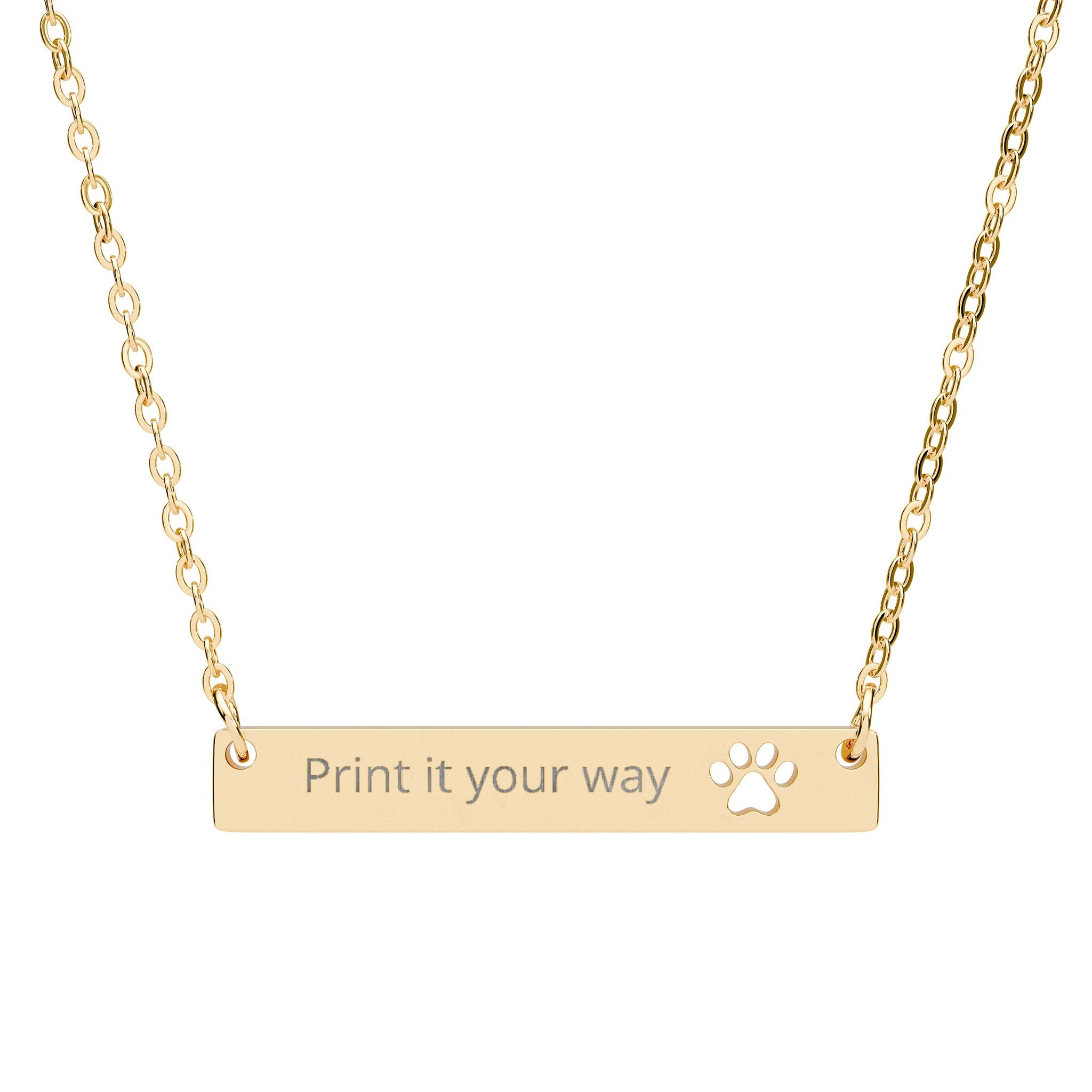 Engravable Paw Bar Necklace – Personalized Pet Paw Cutout Pendant
