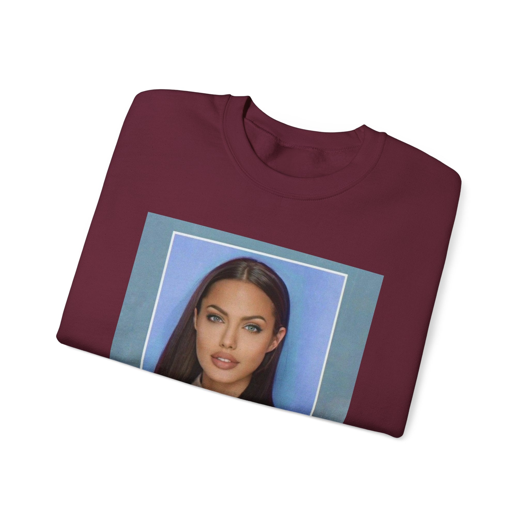 Graphic Crewneck Sweatshirt — Portrait Photo Print with Quote