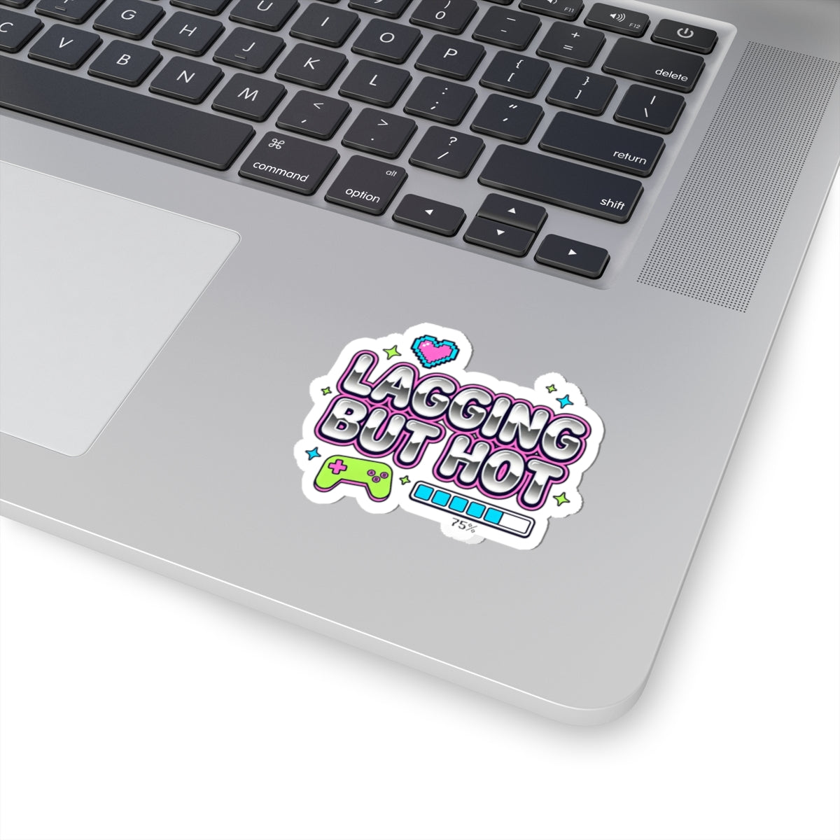 Lagging But Hot Kiss-Cut Sticker | Y2K, bubblegum glitter, cyber gamer