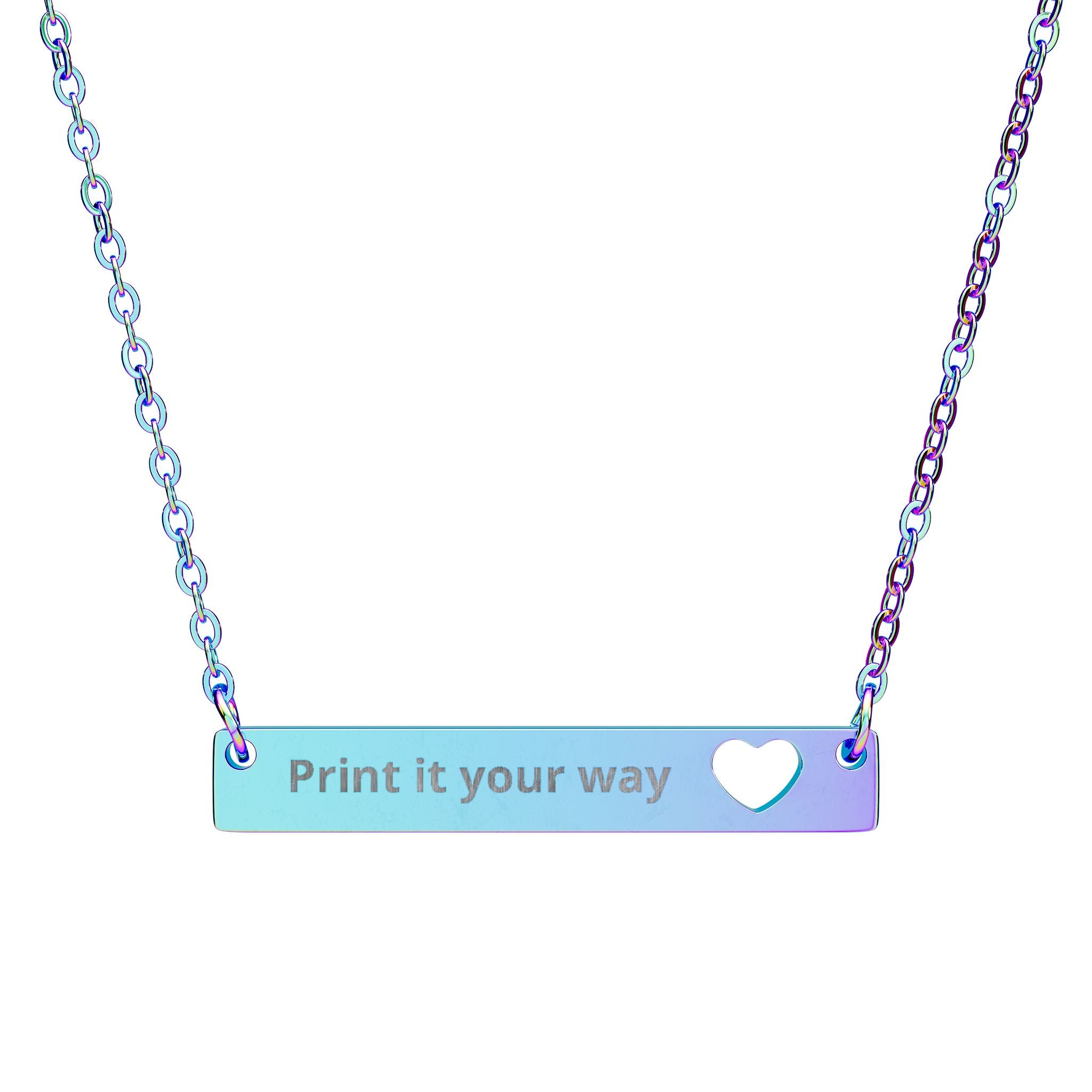 Engravable Cutout Heart Bar Necklace – Personalized Name & Message Pendant
