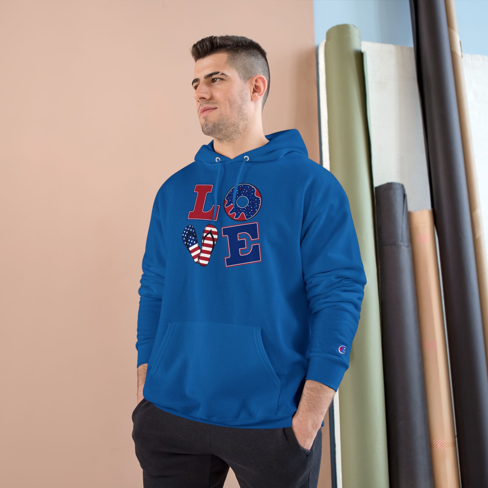 Patriotic LOVE Hoodie — USA Flag Letters & "You Won My Heart" Tic‑Tac‑Toe Back