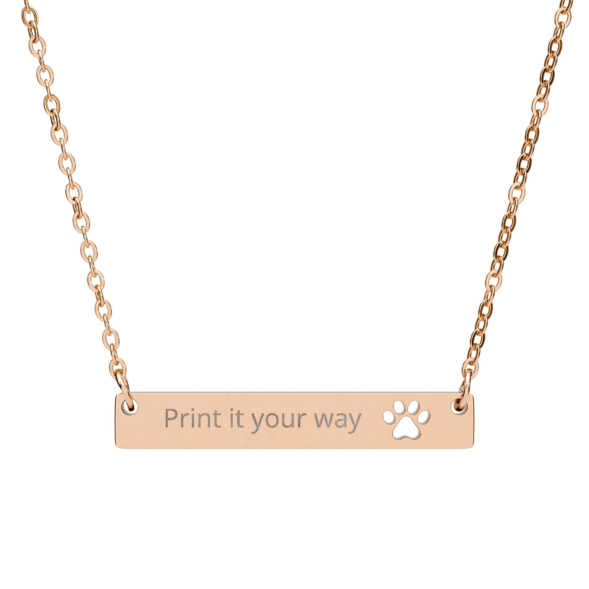 Engravable Paw Bar Necklace – Personalized Pet Paw Cutout Pendant