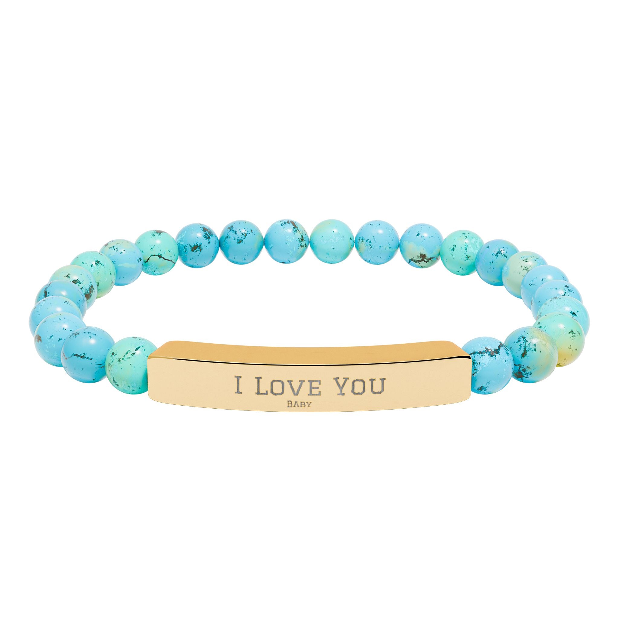 Natural Stone Stretch Bar Bracelet (Engraving)
