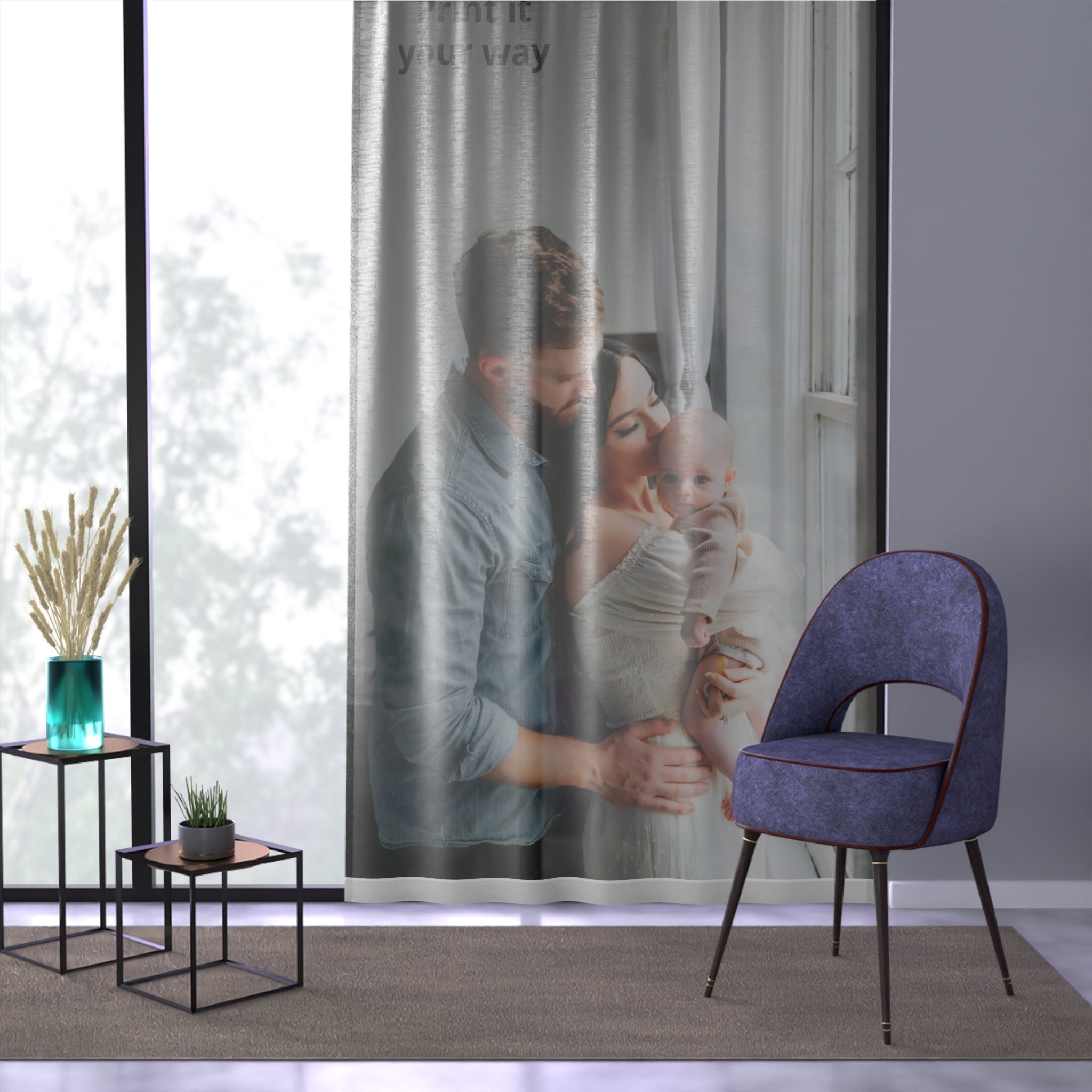 Window Curtain – Custom Photo Family Portrait Sheer Curtain ("Print it your way")