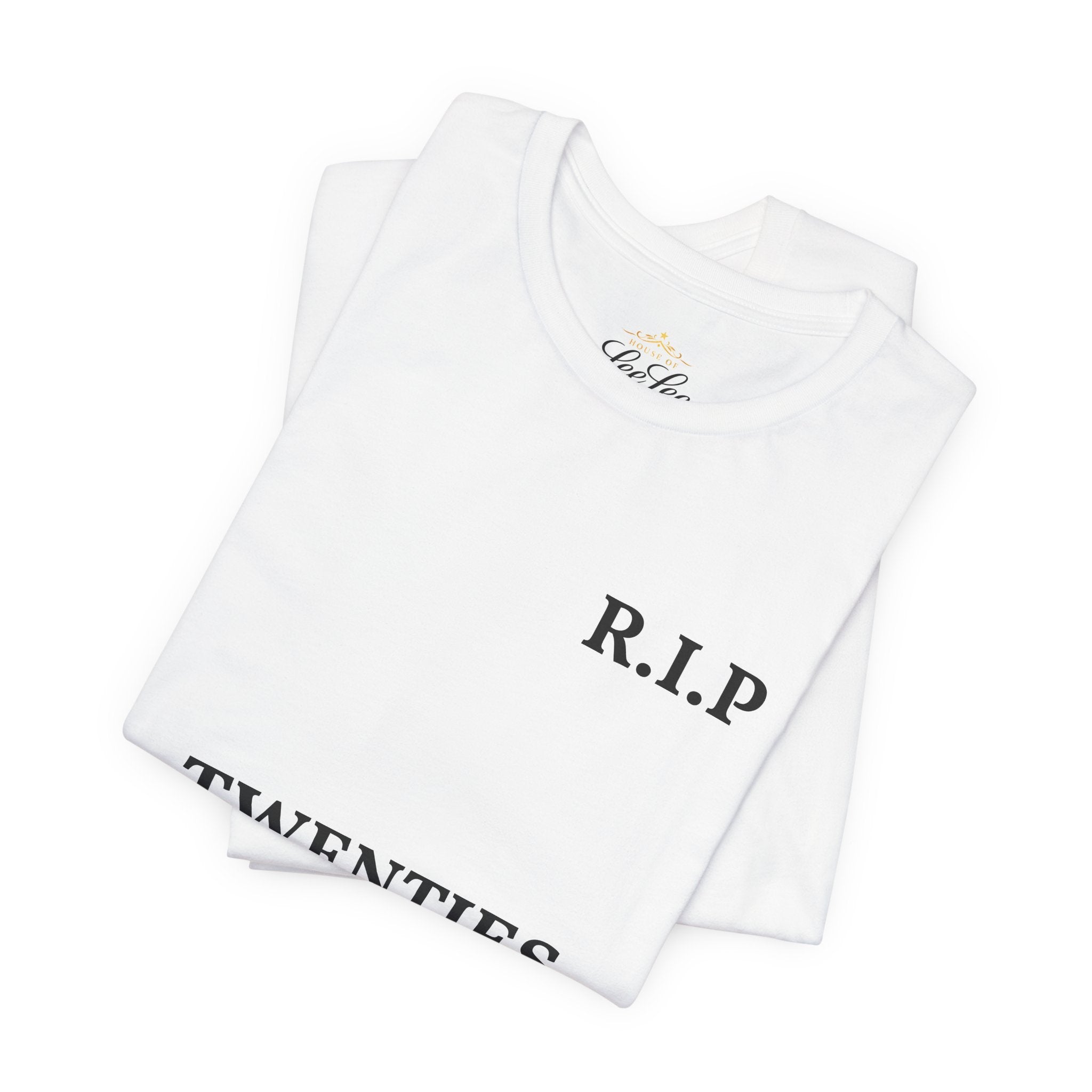 T-Shirt — R.I.P Twenties Front Text & Sunset Palm Back Graphic
