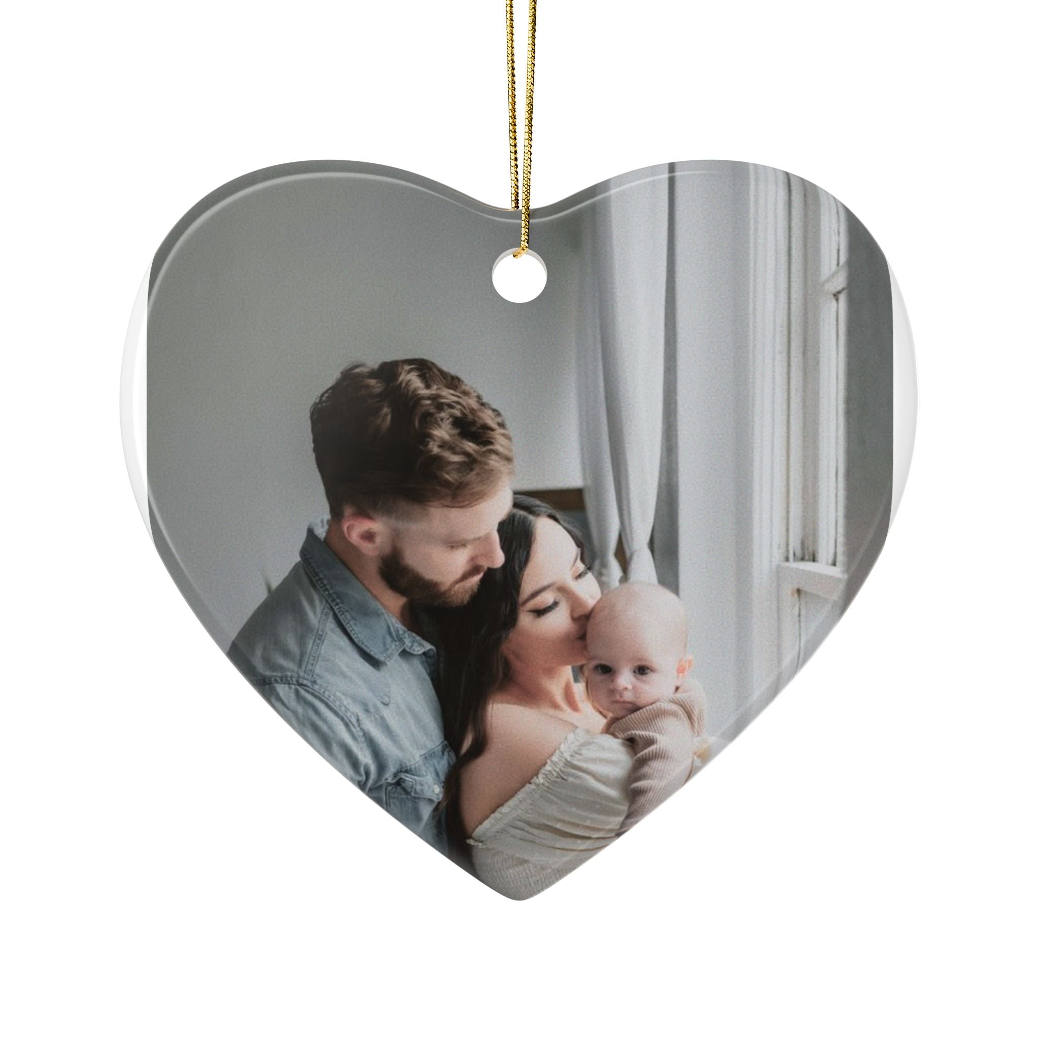 Personalized Family Photo Ceramic Ornament — Custom Holiday Keepsake