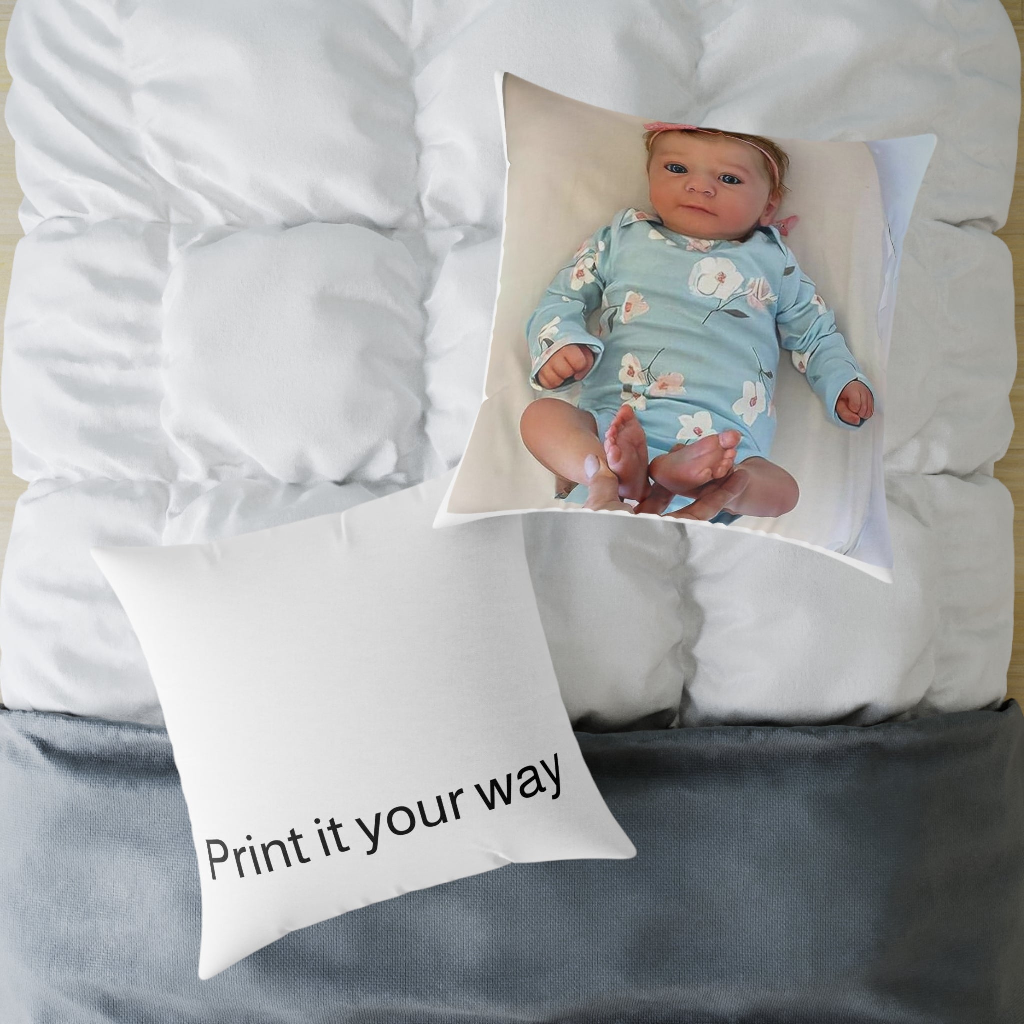Custom Photo Square Pillow — Personalized Canvas Throw Pillow (Print It Your Way)