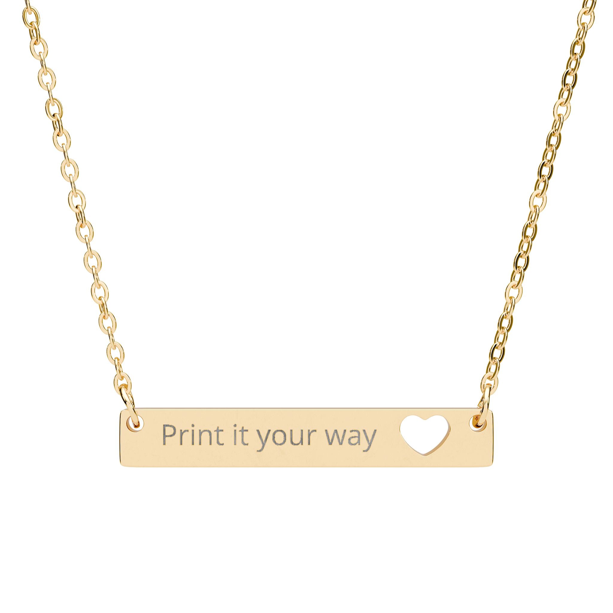 Engravable Cutout Heart Bar Necklace – Personalized Name & Message Pendant