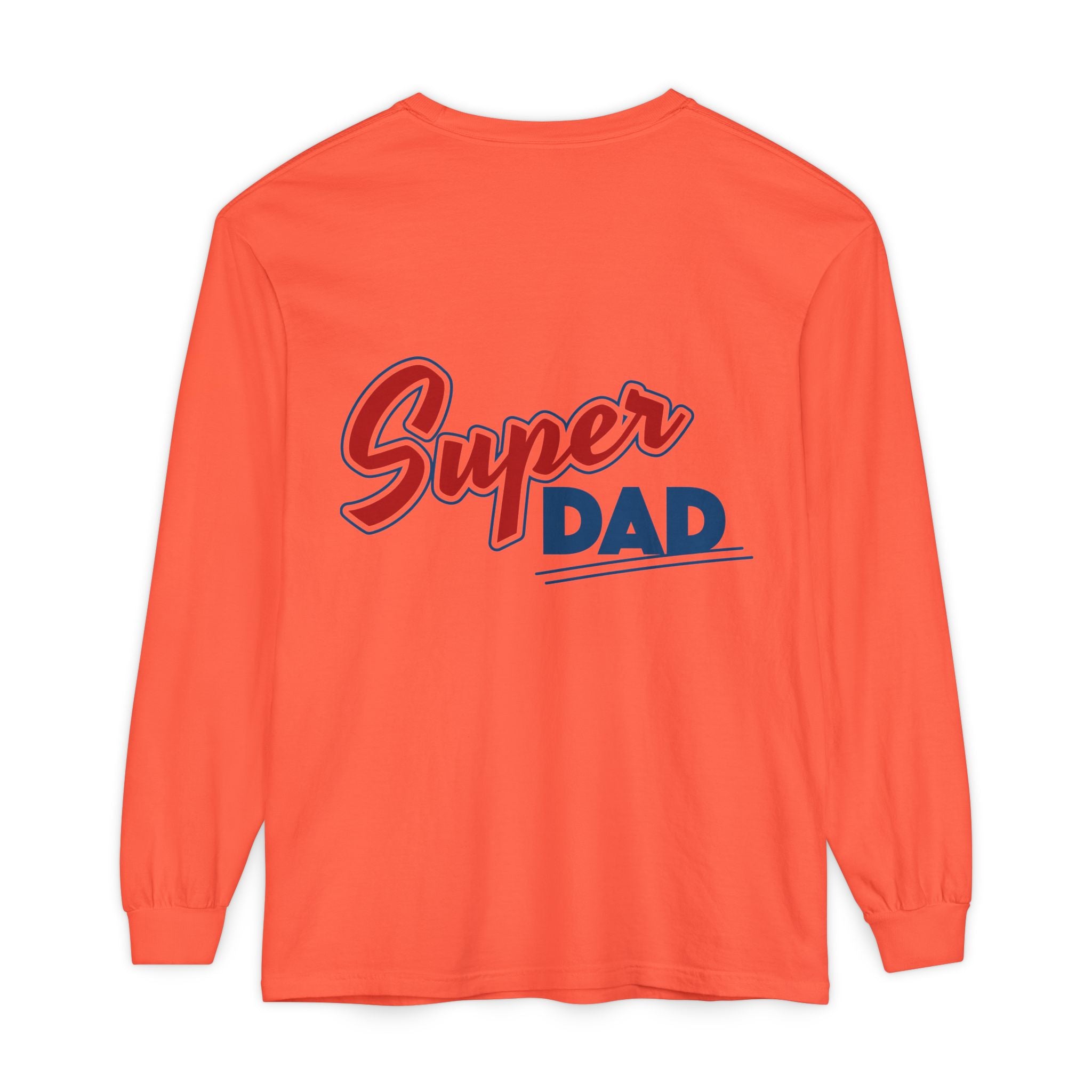 #1 Dad Foam Finger Long Sleeve Shirt — "Super Dad" Back Graphic