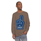 #1 Dad Foam Finger Long Sleeve Shirt — "Super Dad" Back Graphic
