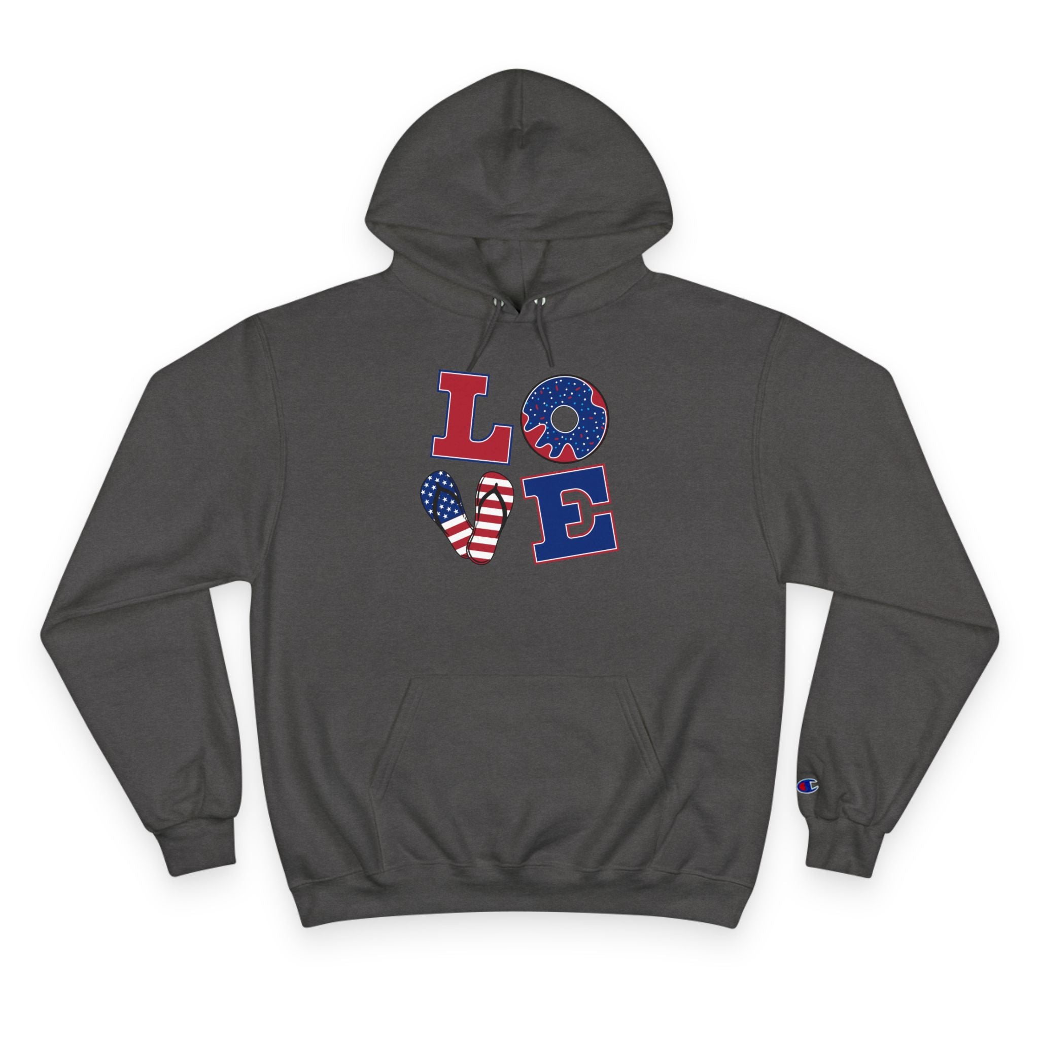 Patriotic LOVE Hoodie — USA Flag Letters & "You Won My Heart" Tic‑Tac‑Toe Back