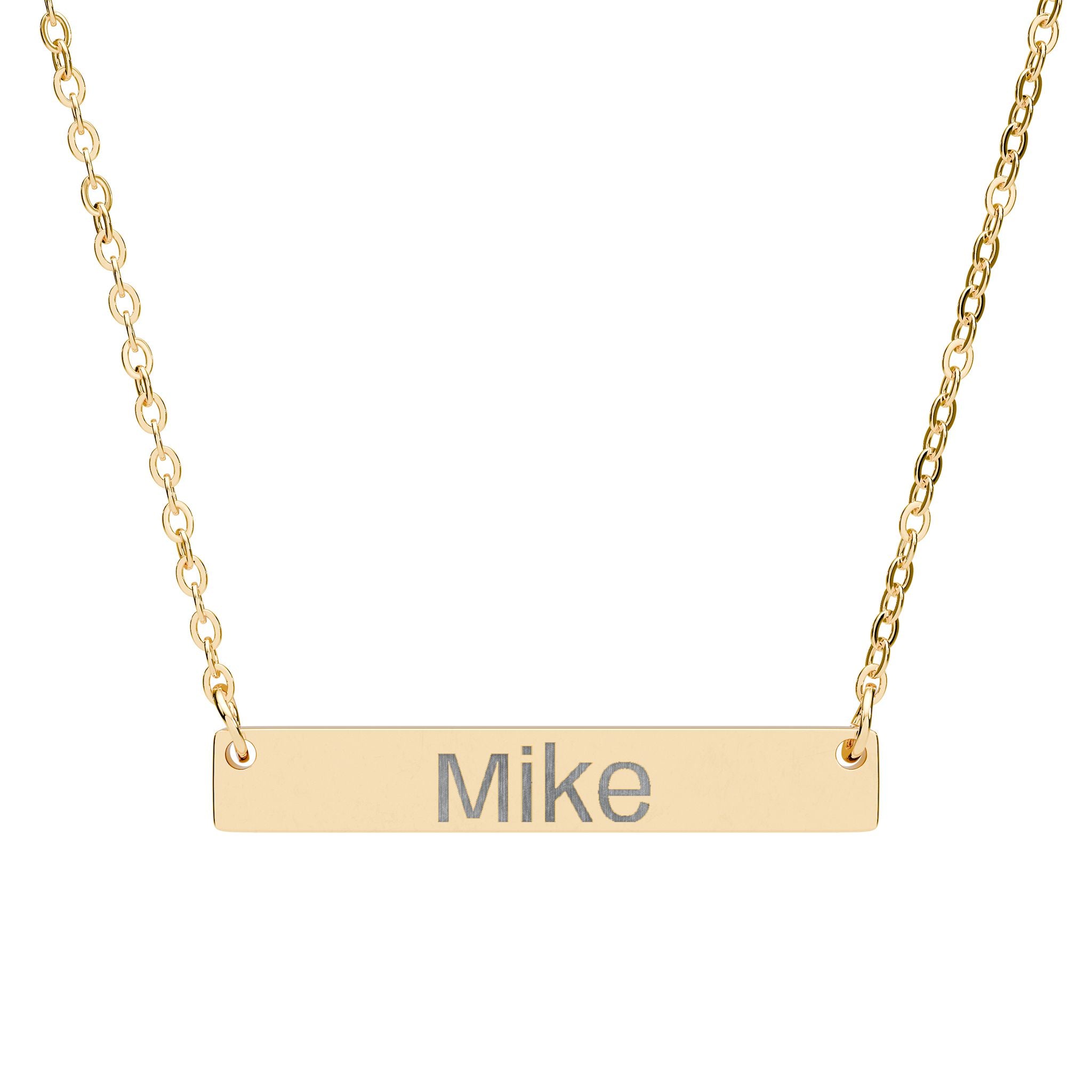 Personalized Engraved Bar Necklace – Custom Name Horizontal Pendant
