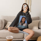 Graphic Crewneck Sweatshirt — Portrait Photo Print with Quote