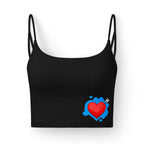 Luxe Heart Arrow Bra — Women's Strappy Crop with Bold Heart Graphic
