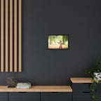 Framed Matte Canvas Photo Print — Autumn Child Playing in Leaves