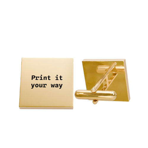 Custom Engraved Gold Square Cufflinks — 'Print it your way' Personalized Men's Formal Accessories
