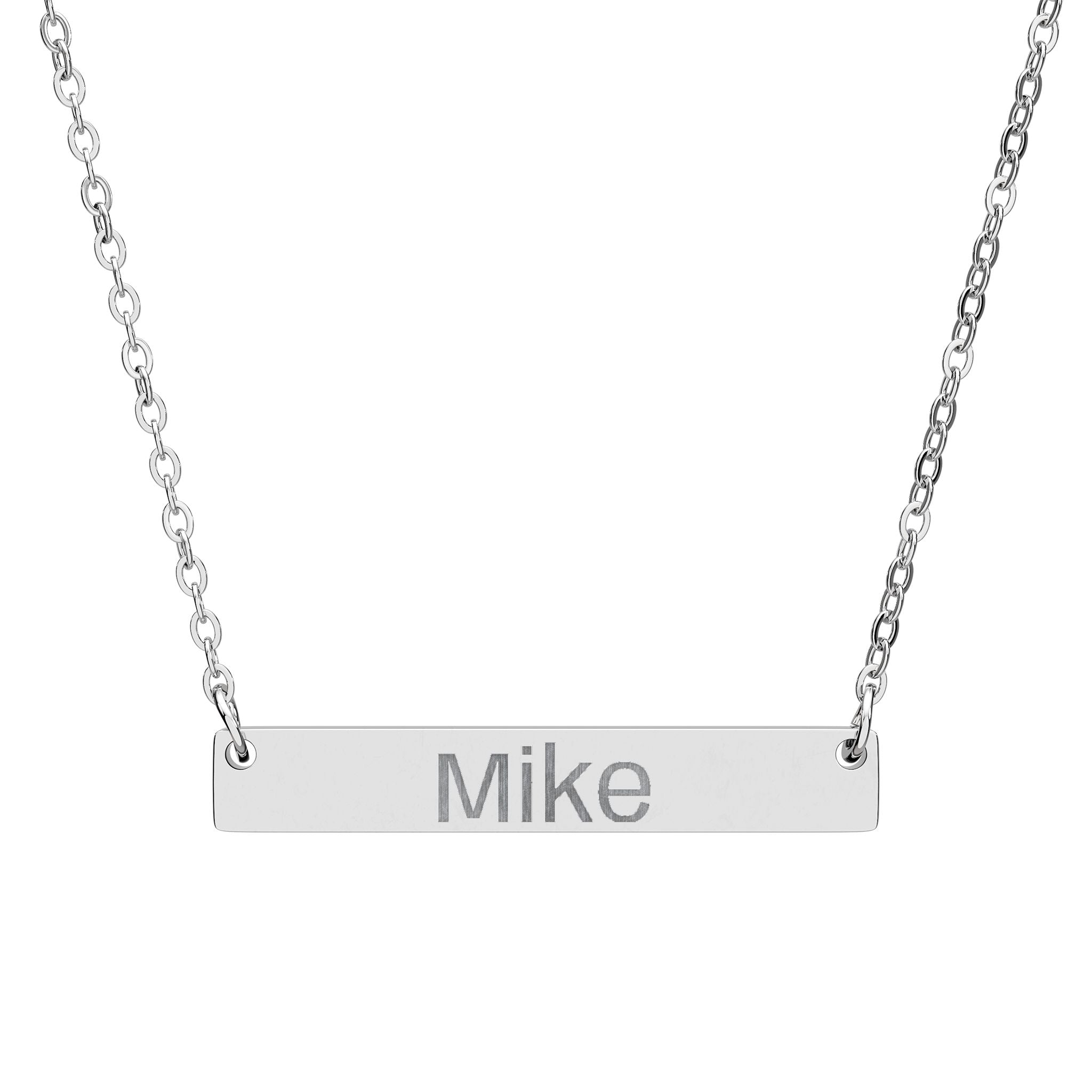 Personalized Engraved Bar Necklace – Custom Name Horizontal Pendant