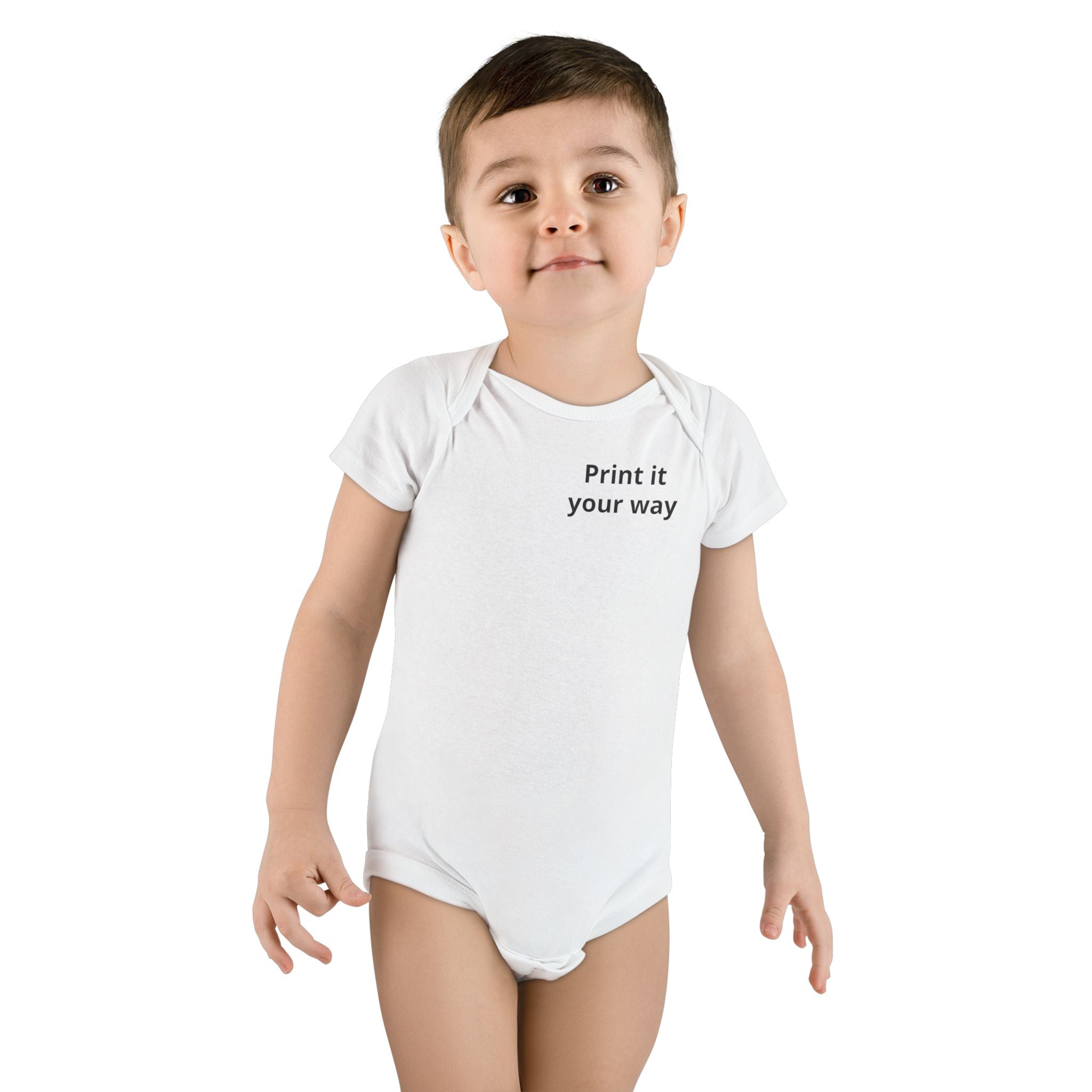 Custom Organic Baby Onesie - 'Print it your way' Personalized Bodysuit with Cute Cartoon Kid Design