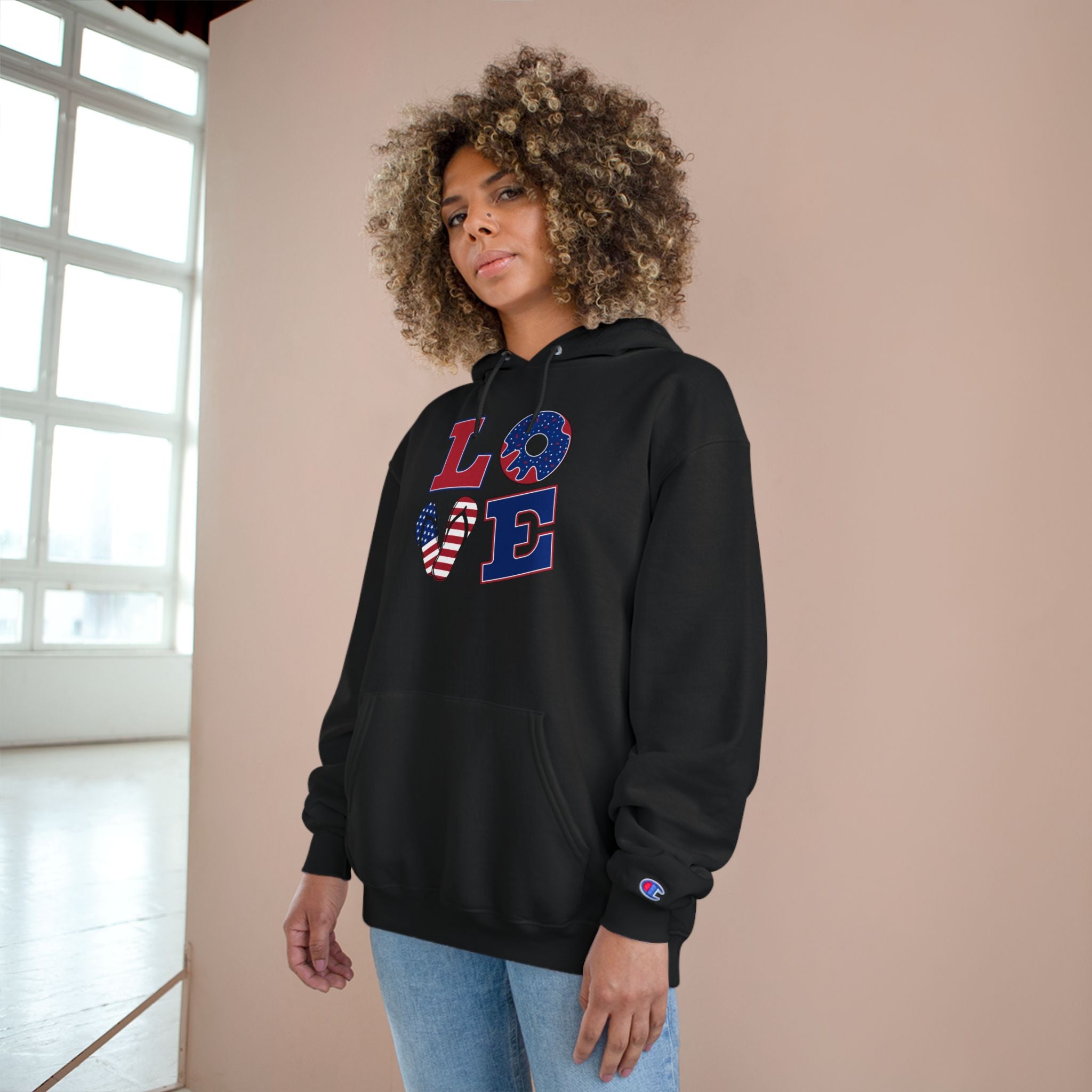 Patriotic LOVE Hoodie — USA Flag Letters & "You Won My Heart" Tic‑Tac‑Toe Back