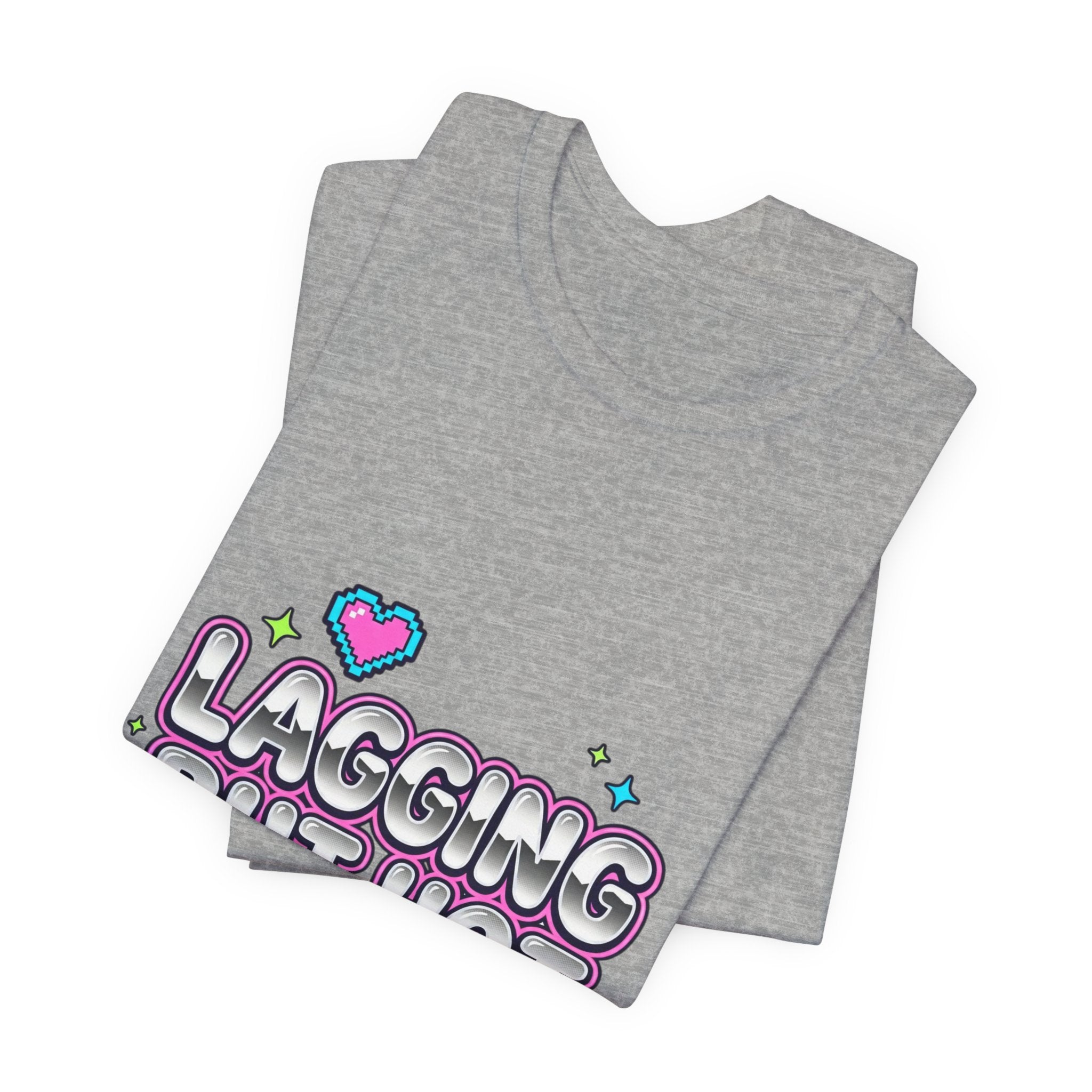 Lagging But Hot Tee | Y2K slogan, glitter type, hot pink cyber aesthetic
