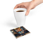 Kid Cartoon Boy Ceramic Coaster — Cute Office Desk Drink Mat