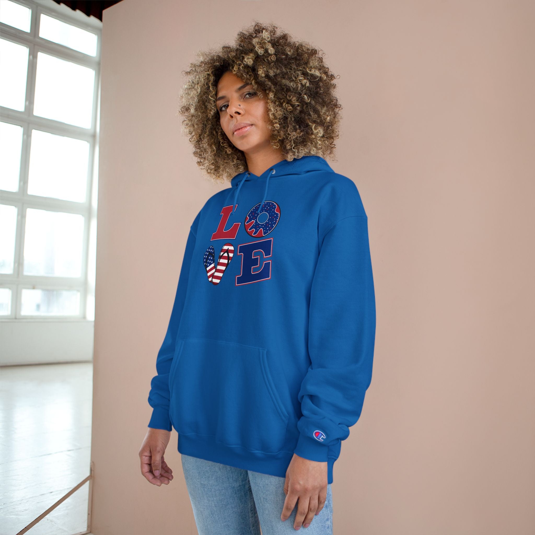 Patriotic LOVE Hoodie — USA Flag Letters & "You Won My Heart" Tic‑Tac‑Toe Back