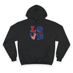 Patriotic LOVE Hoodie — USA Flag Letters & "You Won My Heart" Tic‑Tac‑Toe Back