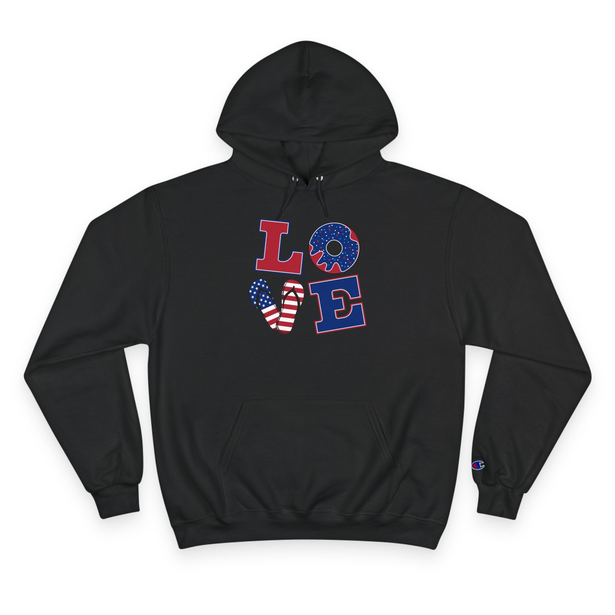 Patriotic LOVE Hoodie — USA Flag Letters & "You Won My Heart" Tic‑Tac‑Toe Back