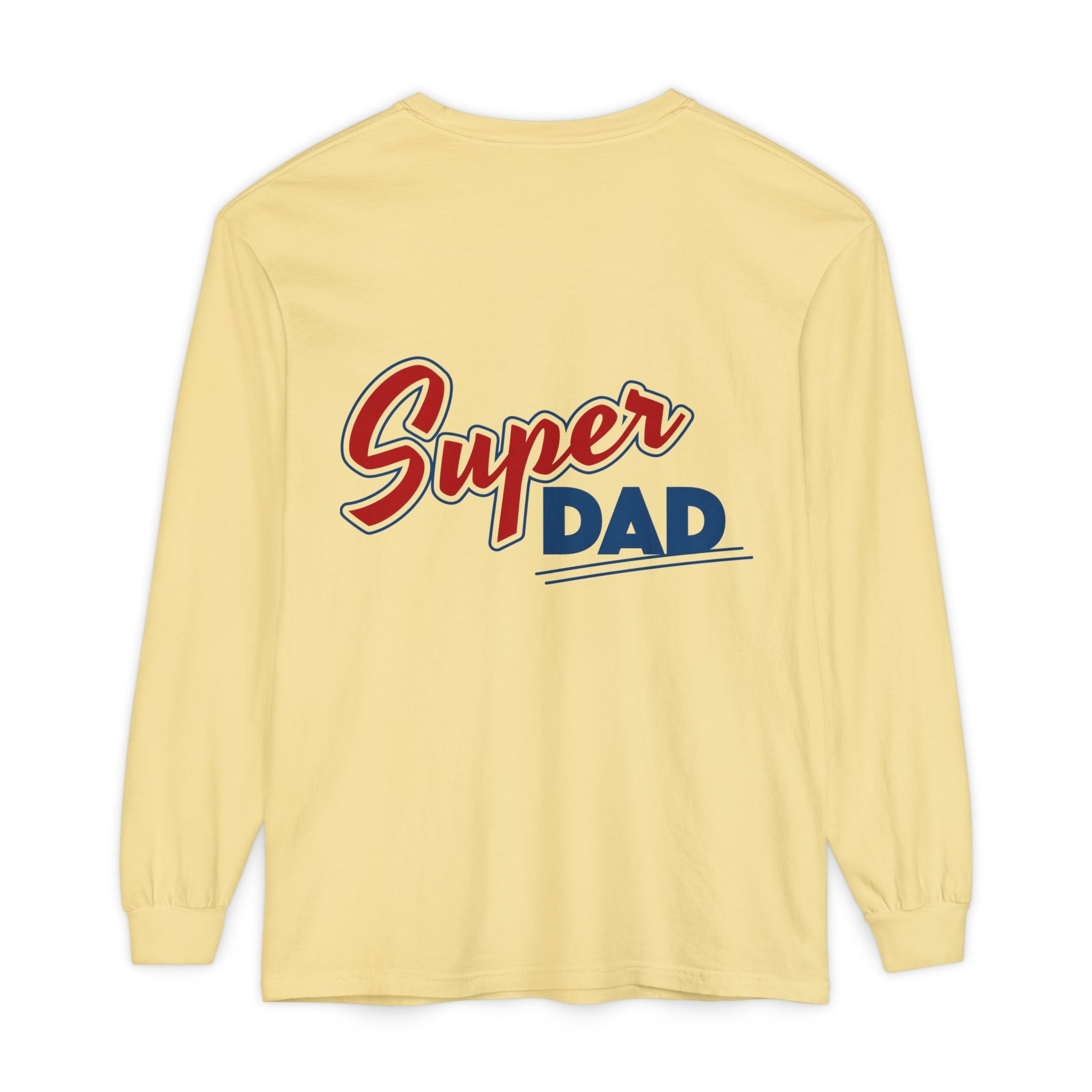 #1 Dad Foam Finger Long Sleeve Shirt — "Super Dad" Back Graphic