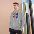Patriotic LOVE Hoodie — USA Flag Letters & "You Won My Heart" Tic‑Tac‑Toe Back