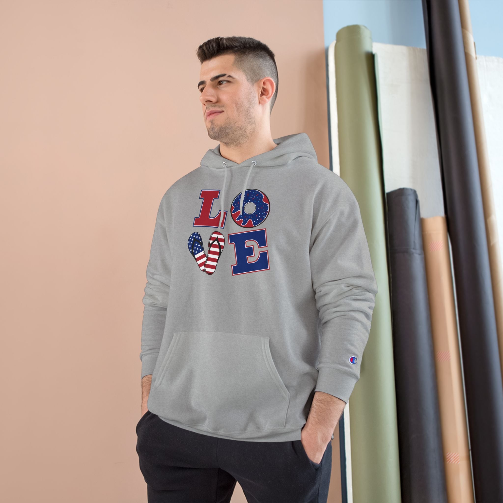 Patriotic LOVE Hoodie — USA Flag Letters & "You Won My Heart" Tic‑Tac‑Toe Back