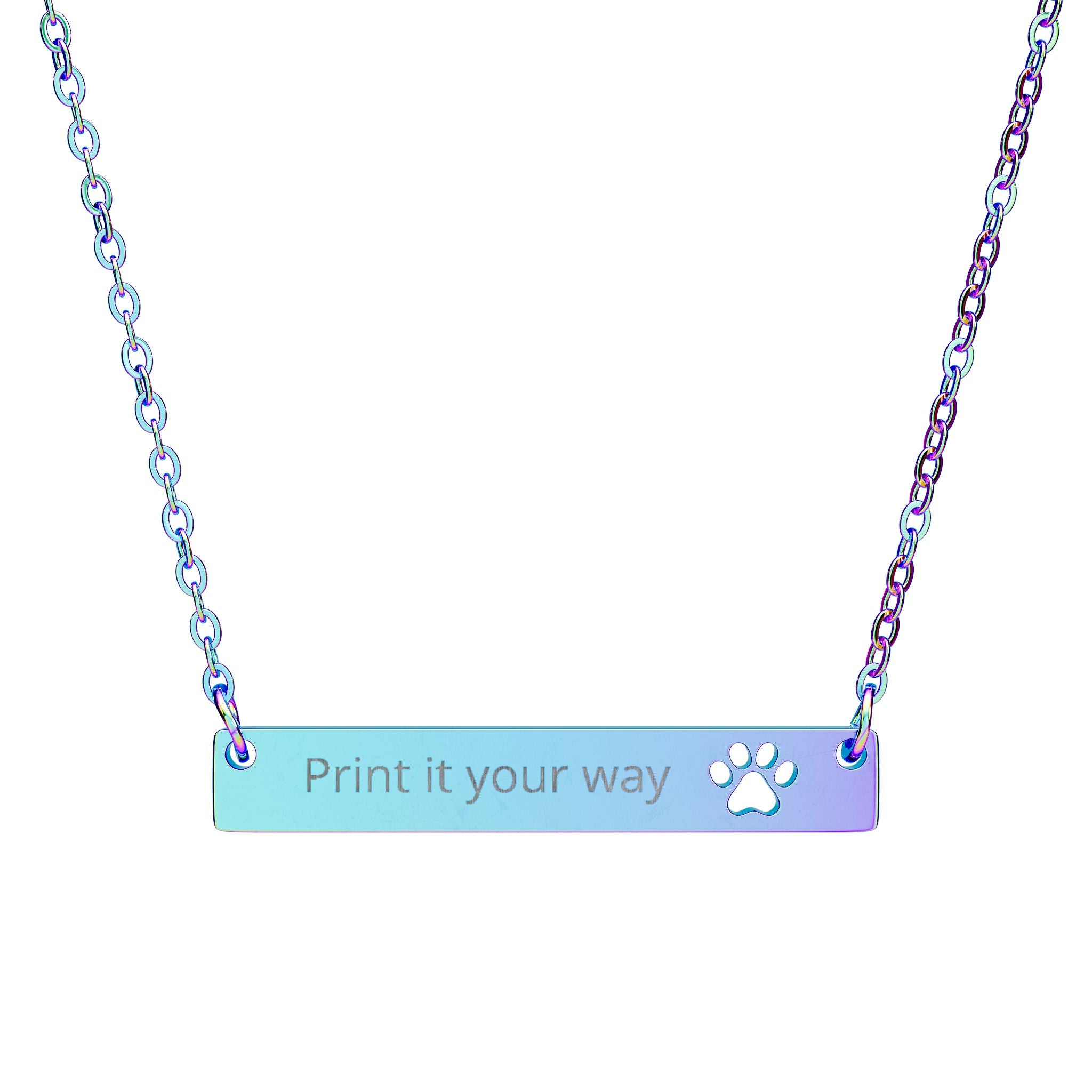 Engravable Paw Bar Necklace – Personalized Pet Paw Cutout Pendant