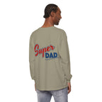 #1 Dad Foam Finger Long Sleeve Shirt — "Super Dad" Back Graphic