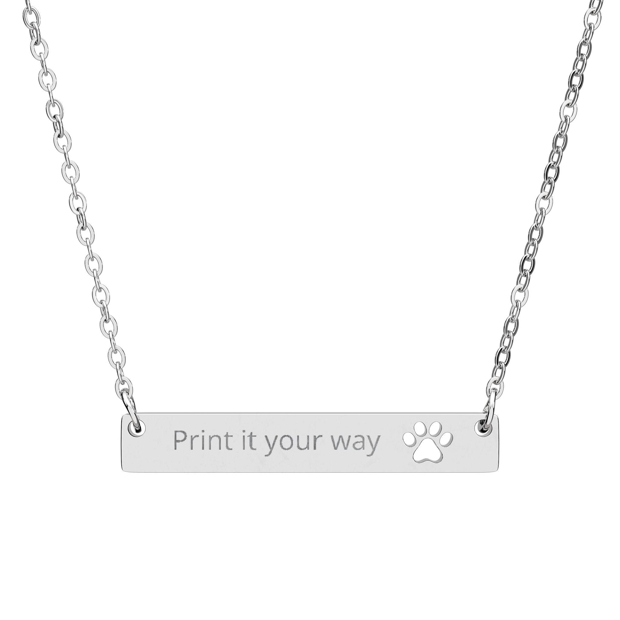Engravable Paw Bar Necklace – Personalized Pet Paw Cutout Pendant