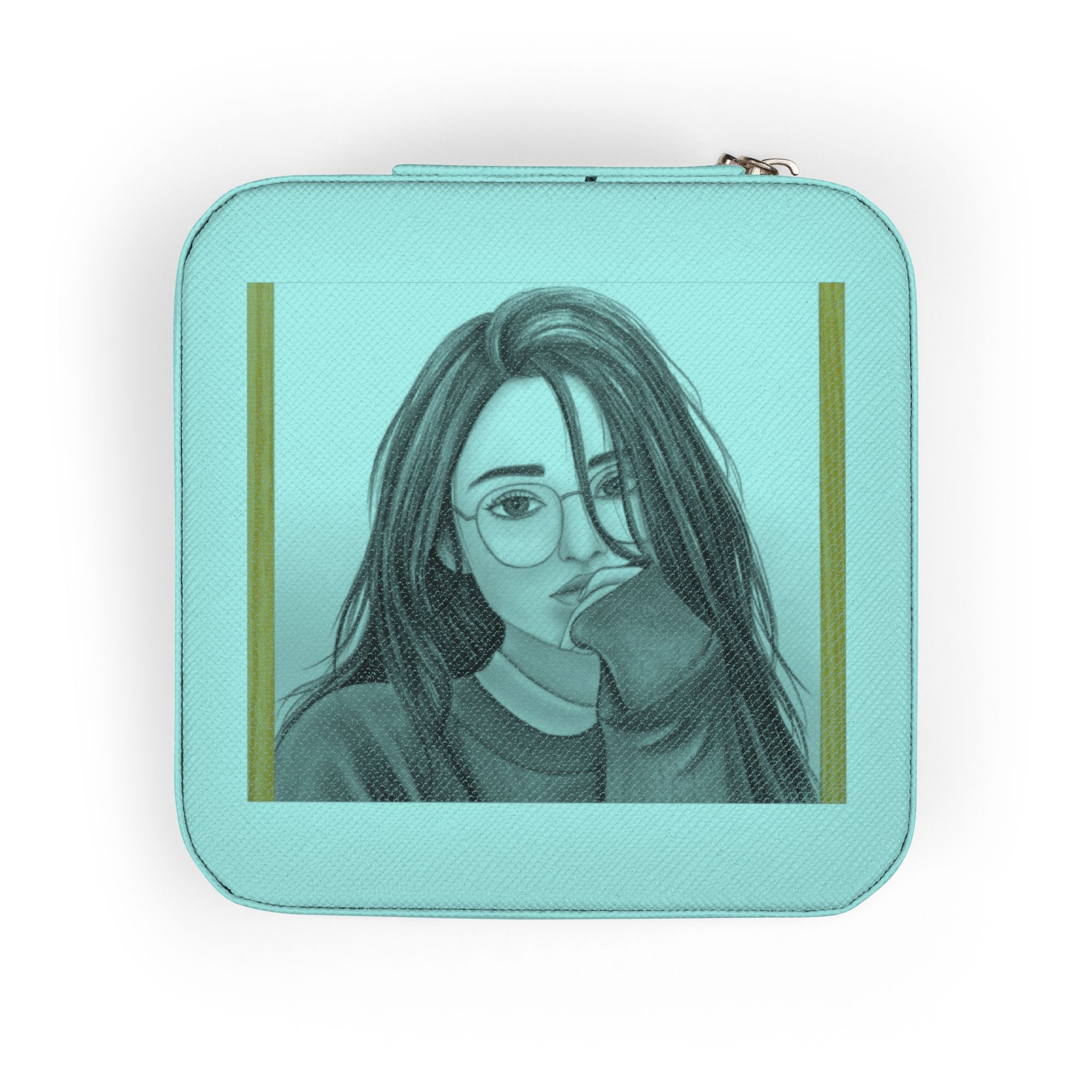 Compact Jewelry Travel Case — Personalized Portrait Pink Travel Jewelry Organizer