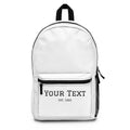 Personalized Campus Backpack — Custom "Your Text" Front Pocket, Est. 1995