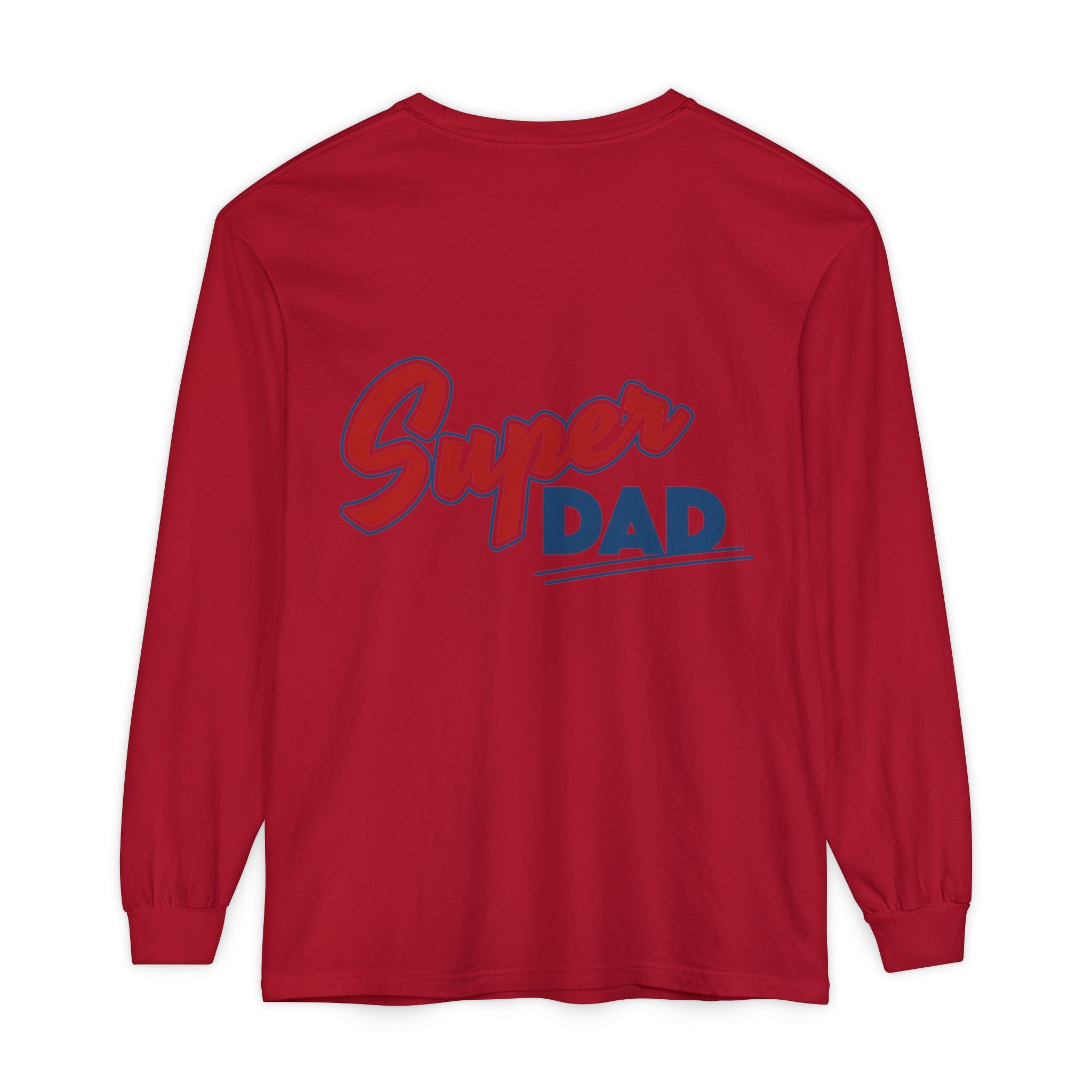 #1 Dad Foam Finger Long Sleeve Shirt — "Super Dad" Back Graphic