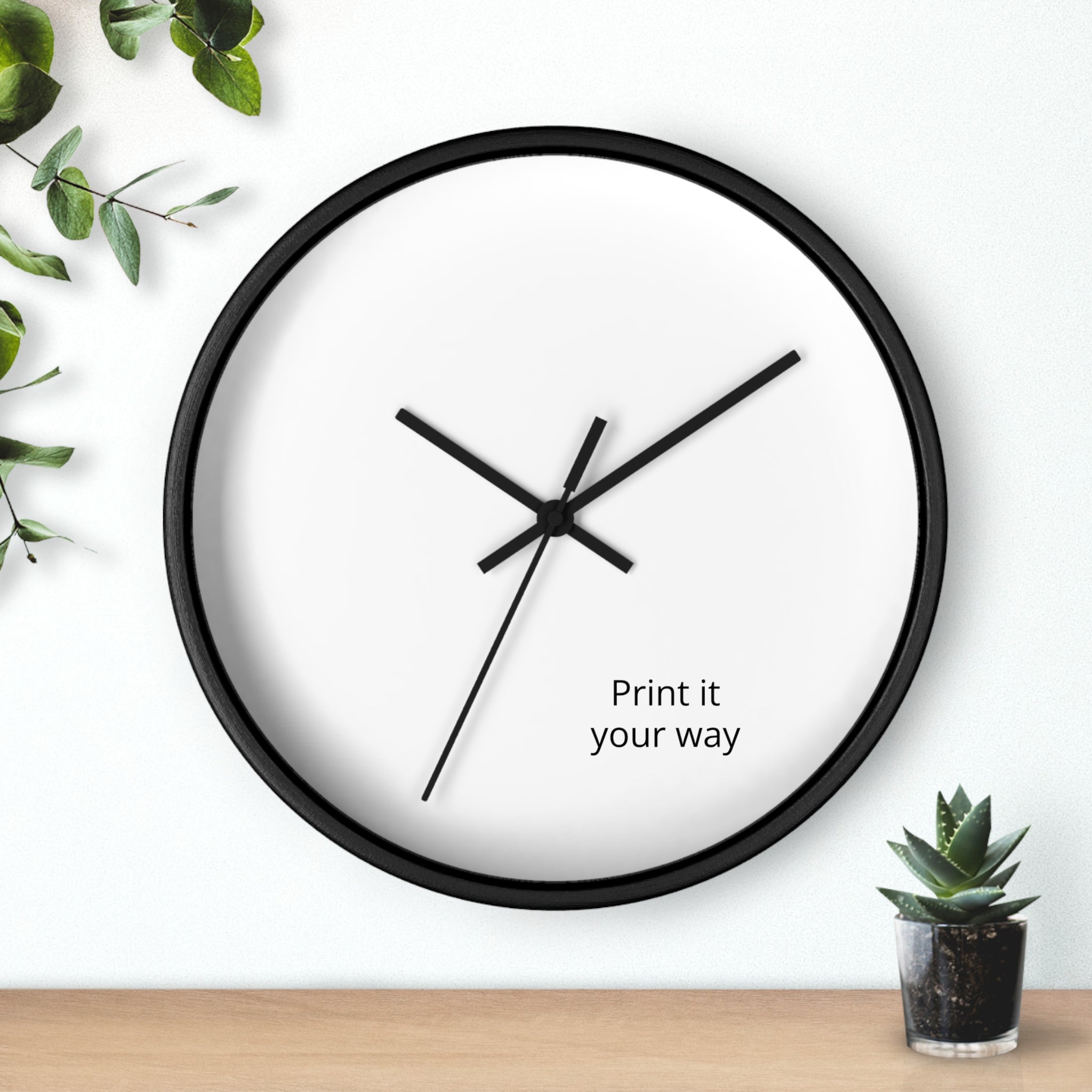 Minimal Custom Wall Clock — 'Print It Your Way' Modern White Face