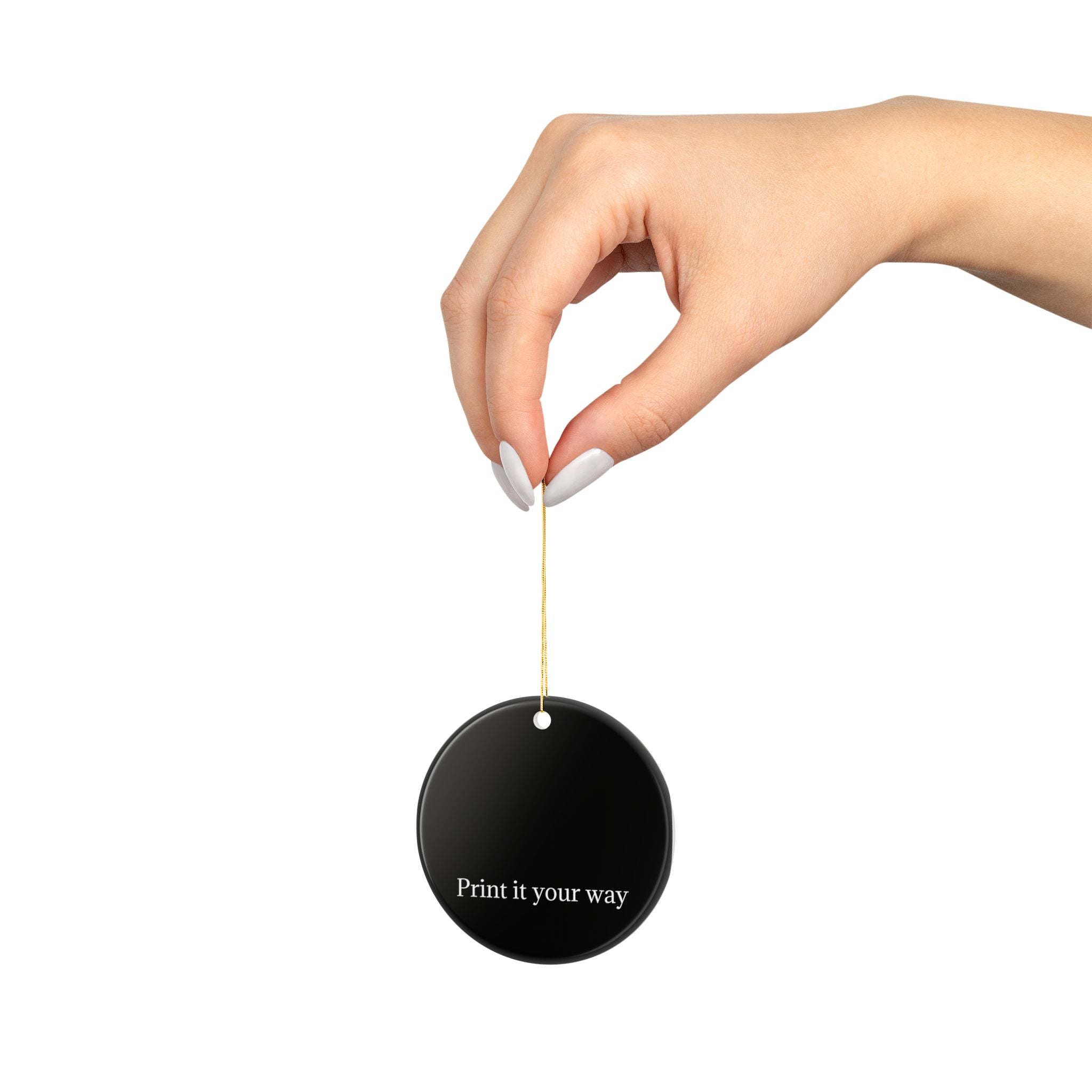 Custom Black Ceramic Ornament — “Print it your way” Personalized Holiday Decoration