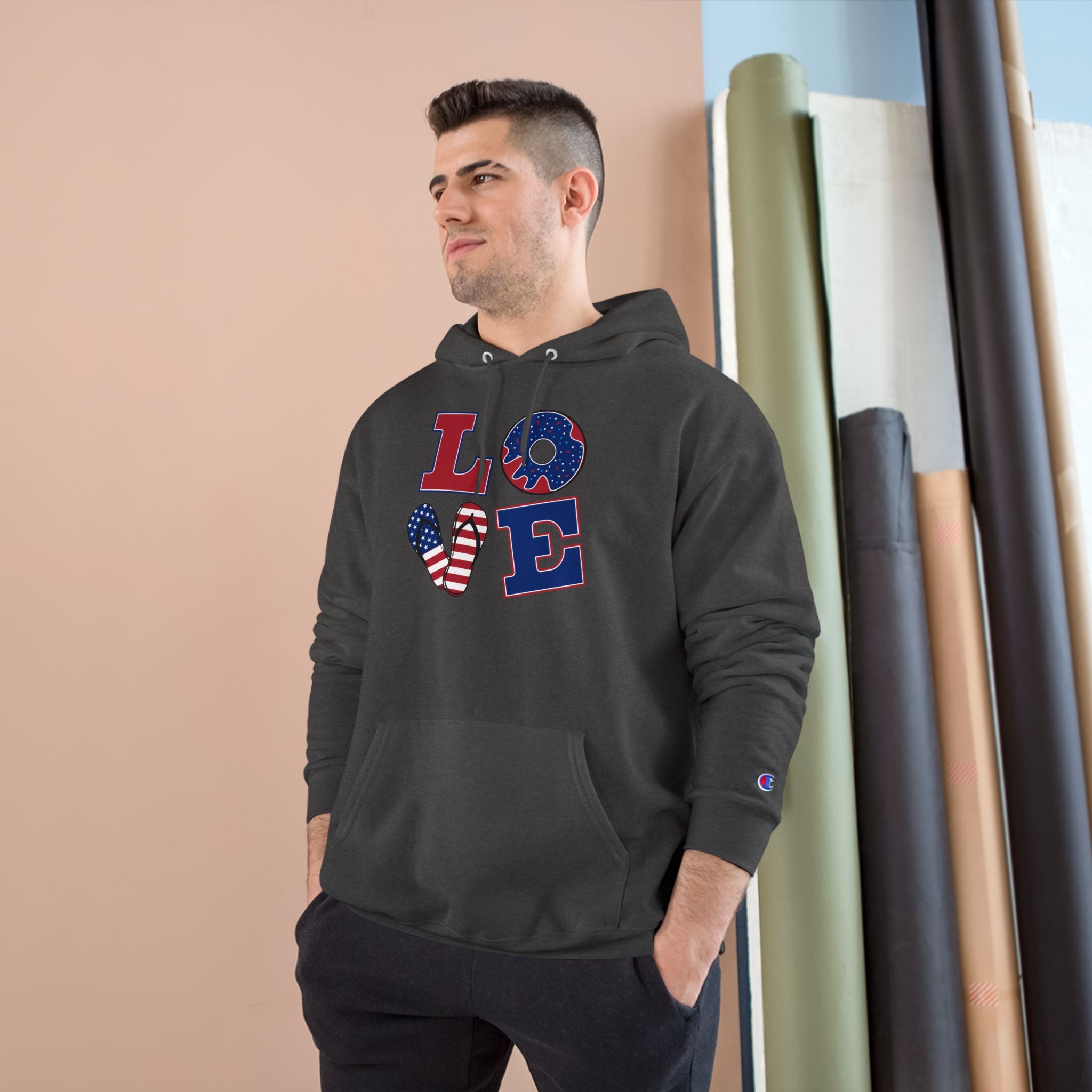 Patriotic LOVE Hoodie — USA Flag Letters & "You Won My Heart" Tic‑Tac‑Toe Back