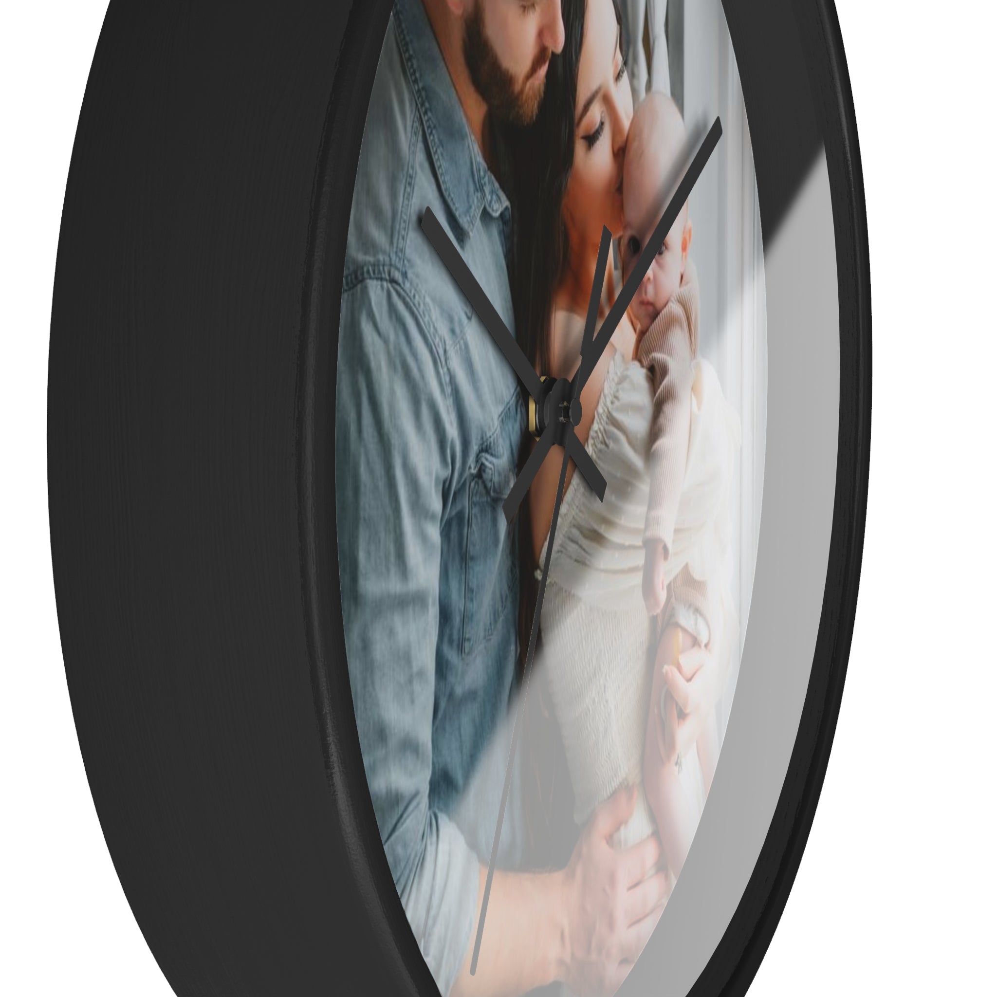 Personalized Family Photo Wall Clock — Custom Newborn & Parents Keepsake