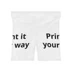 Custom Text White Biker Shorts — Personalized 'Print It Your Way' Activewear