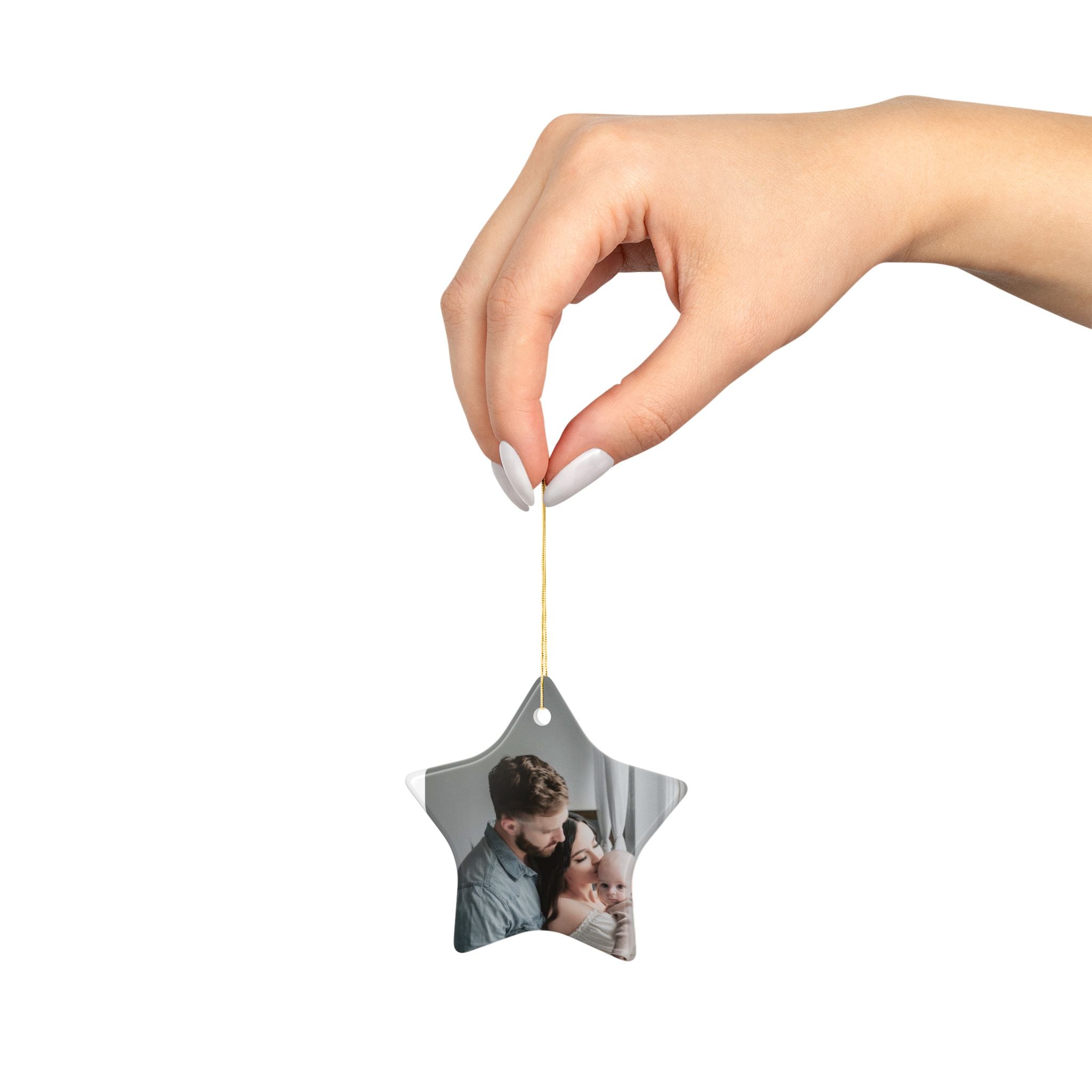 Personalized Family Photo Ceramic Ornament — Custom Holiday Keepsake